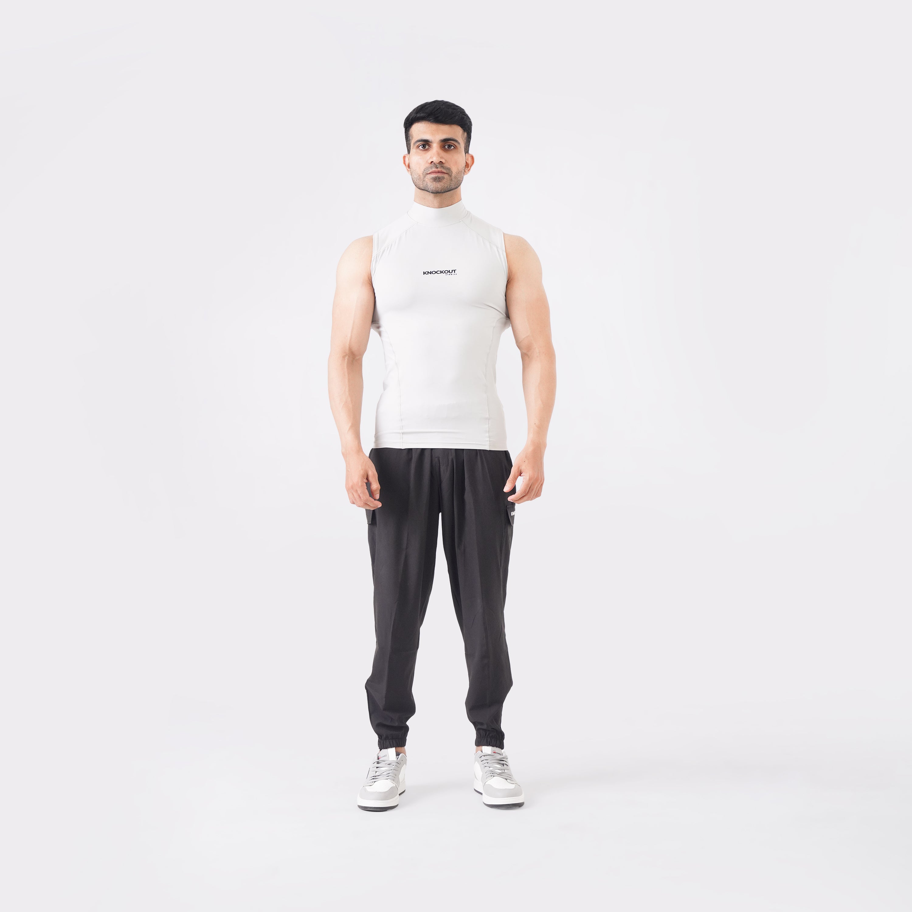 Knockout Sleeveless High Neck Compression - Light Stone