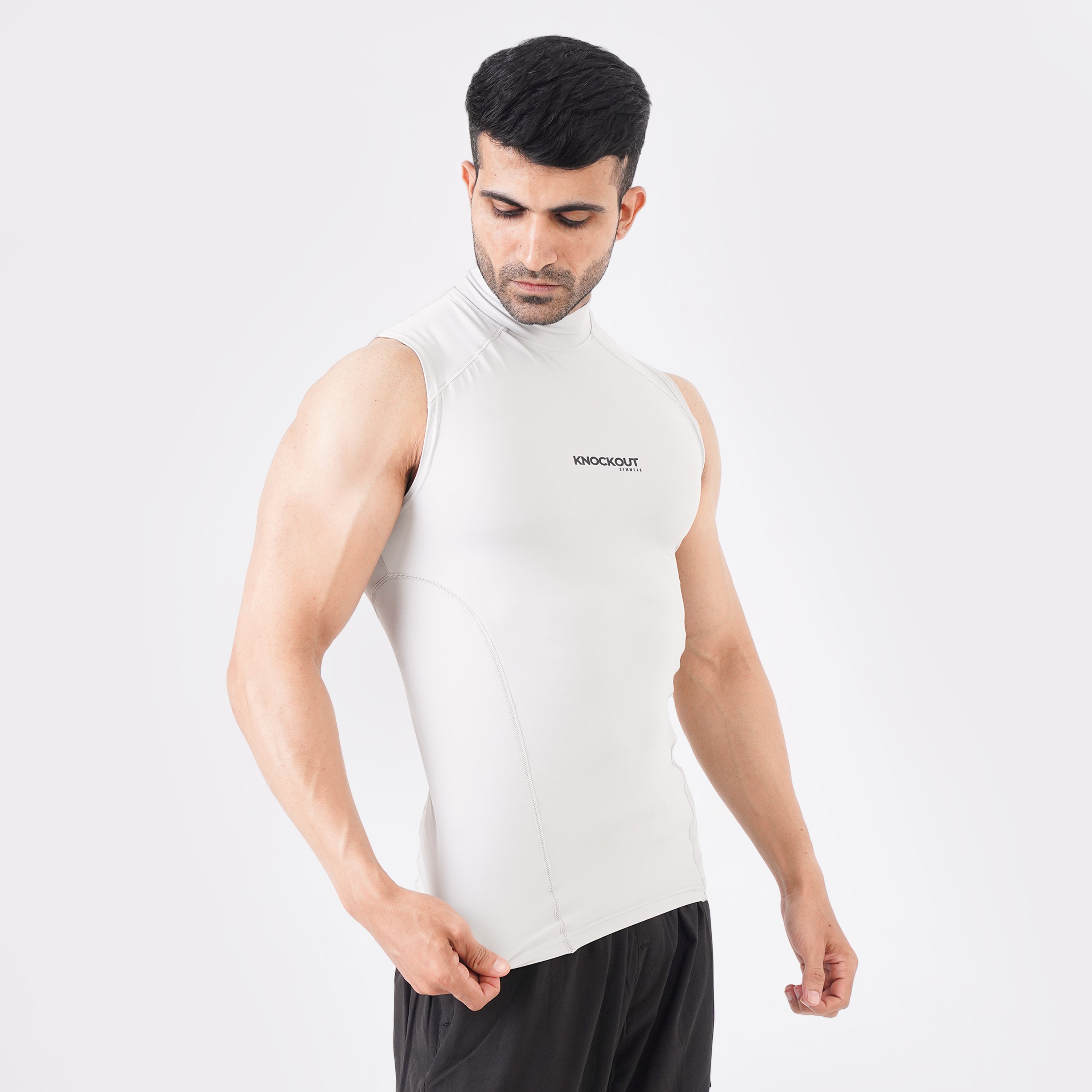 Knockout Sleeveless High Neck Compression - Light Stone
