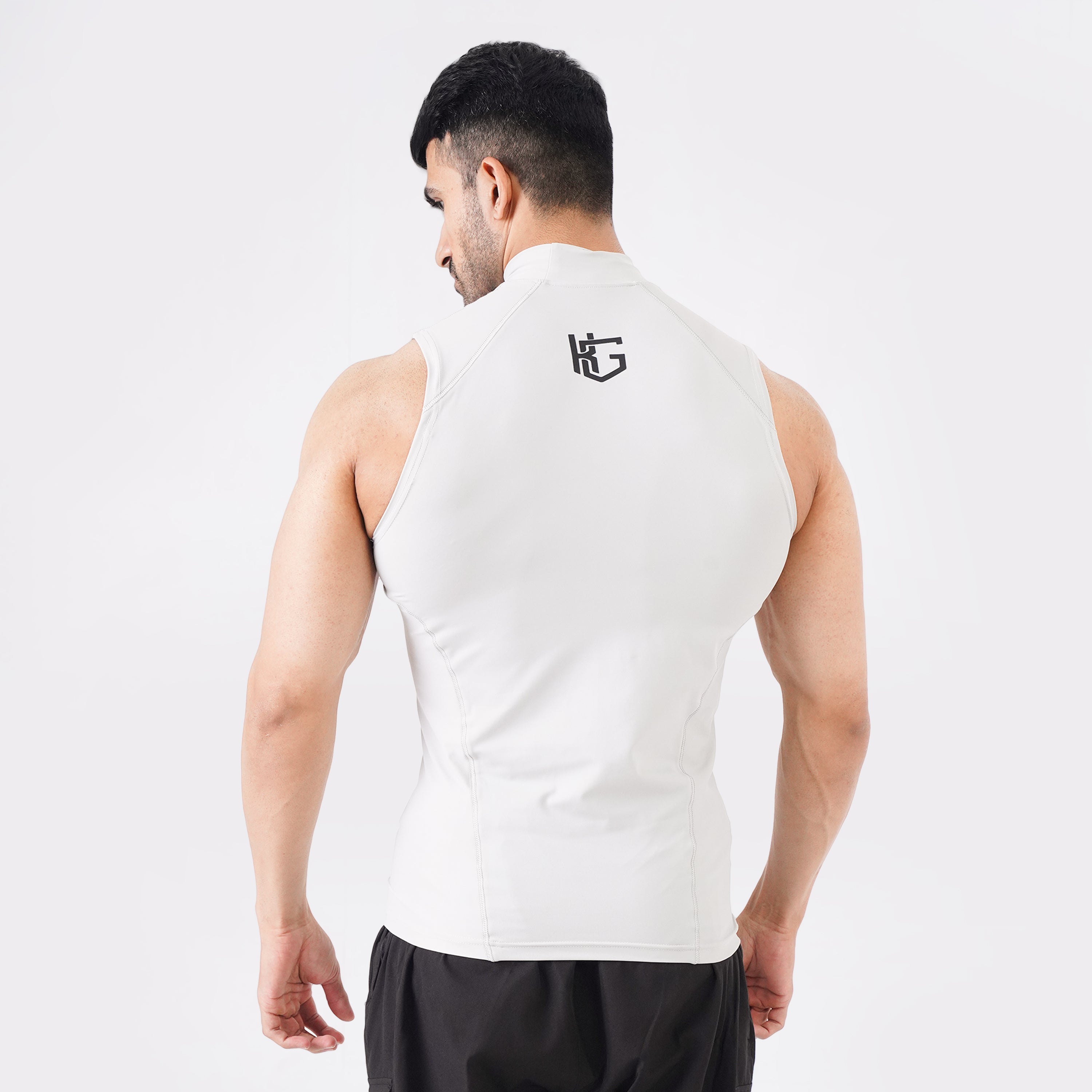 Knockout Sleeveless High Neck Compression - Light Stone