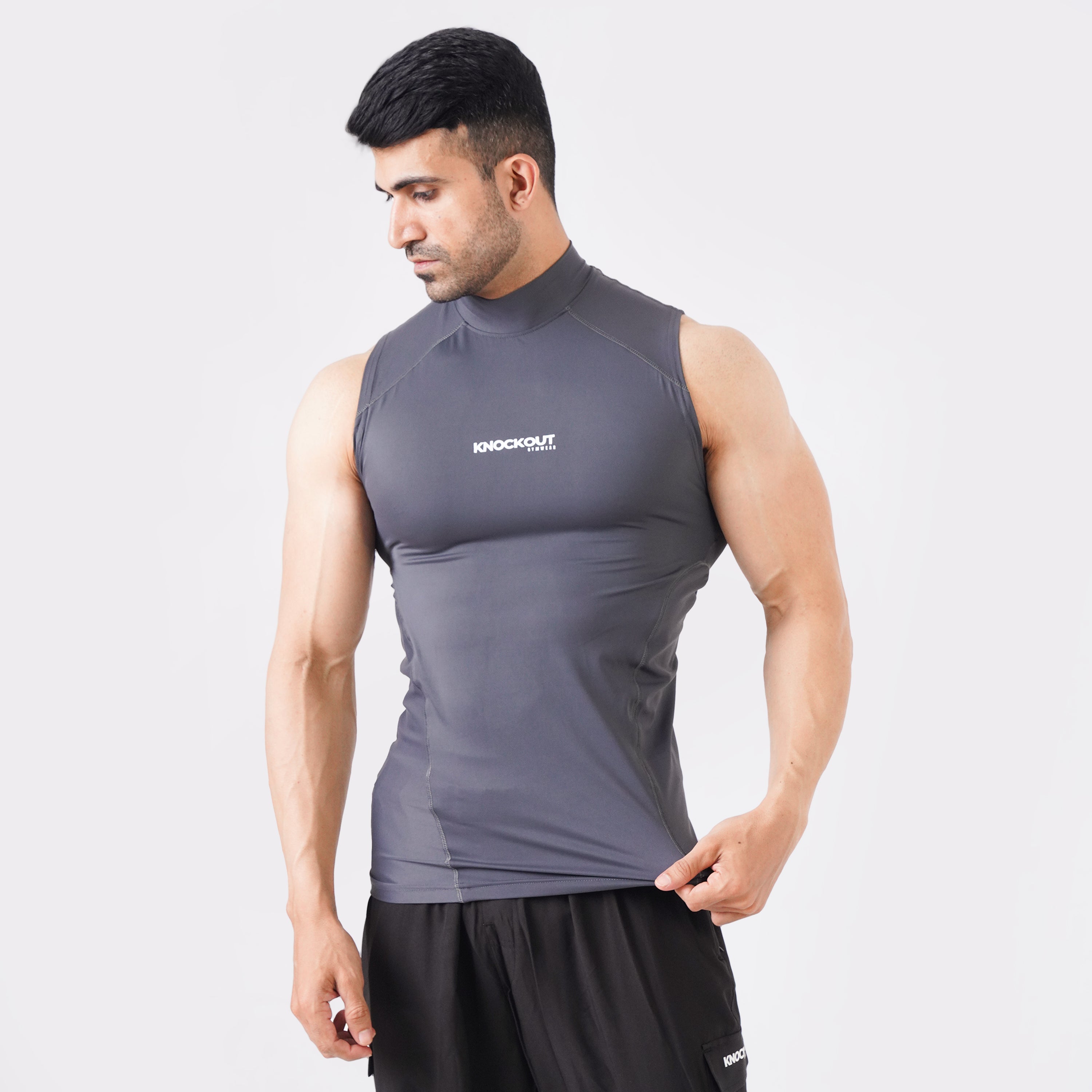 Knockout Sleeveless High Neck Compression - Gray
