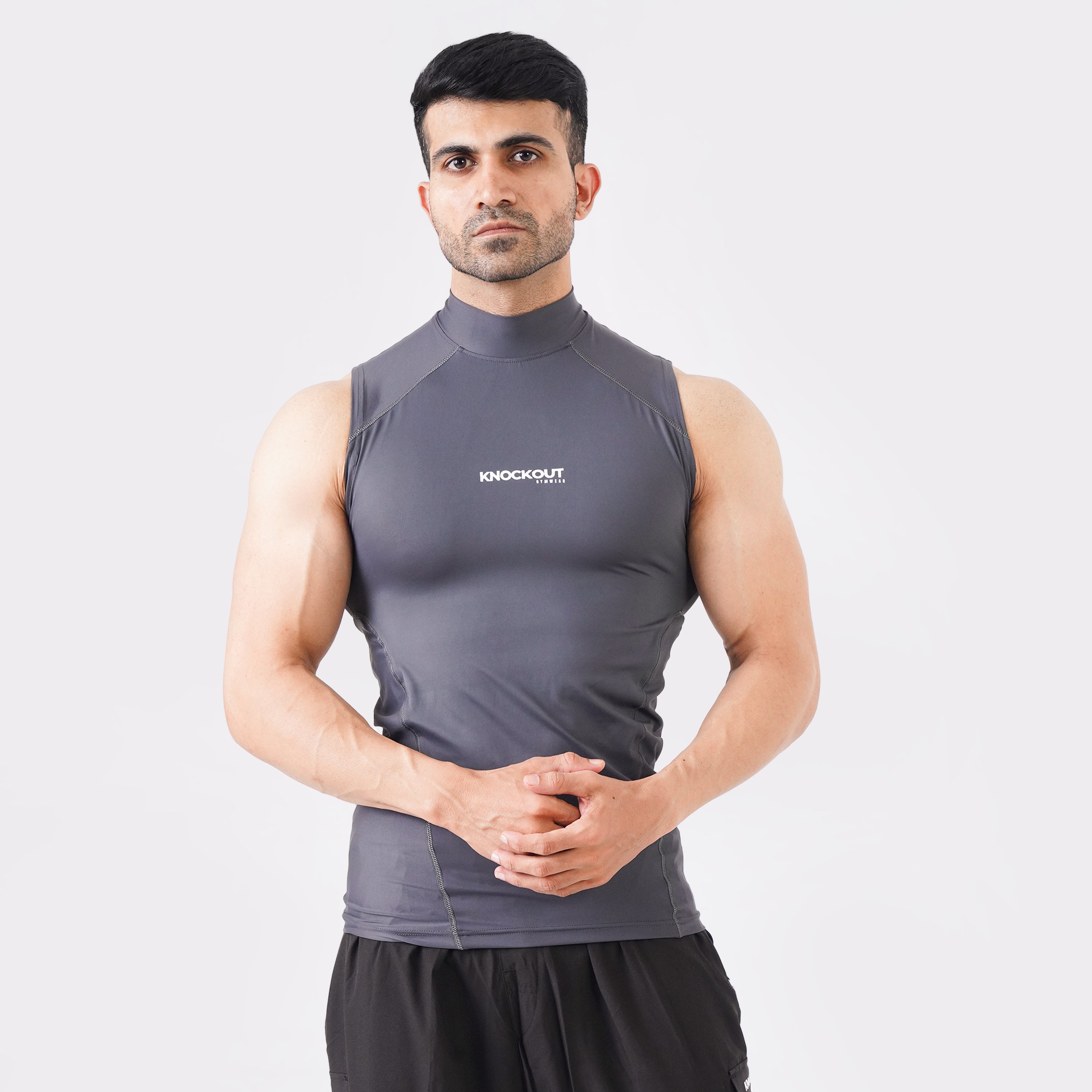 Knockout Sleeveless High Neck Compression - Gray
