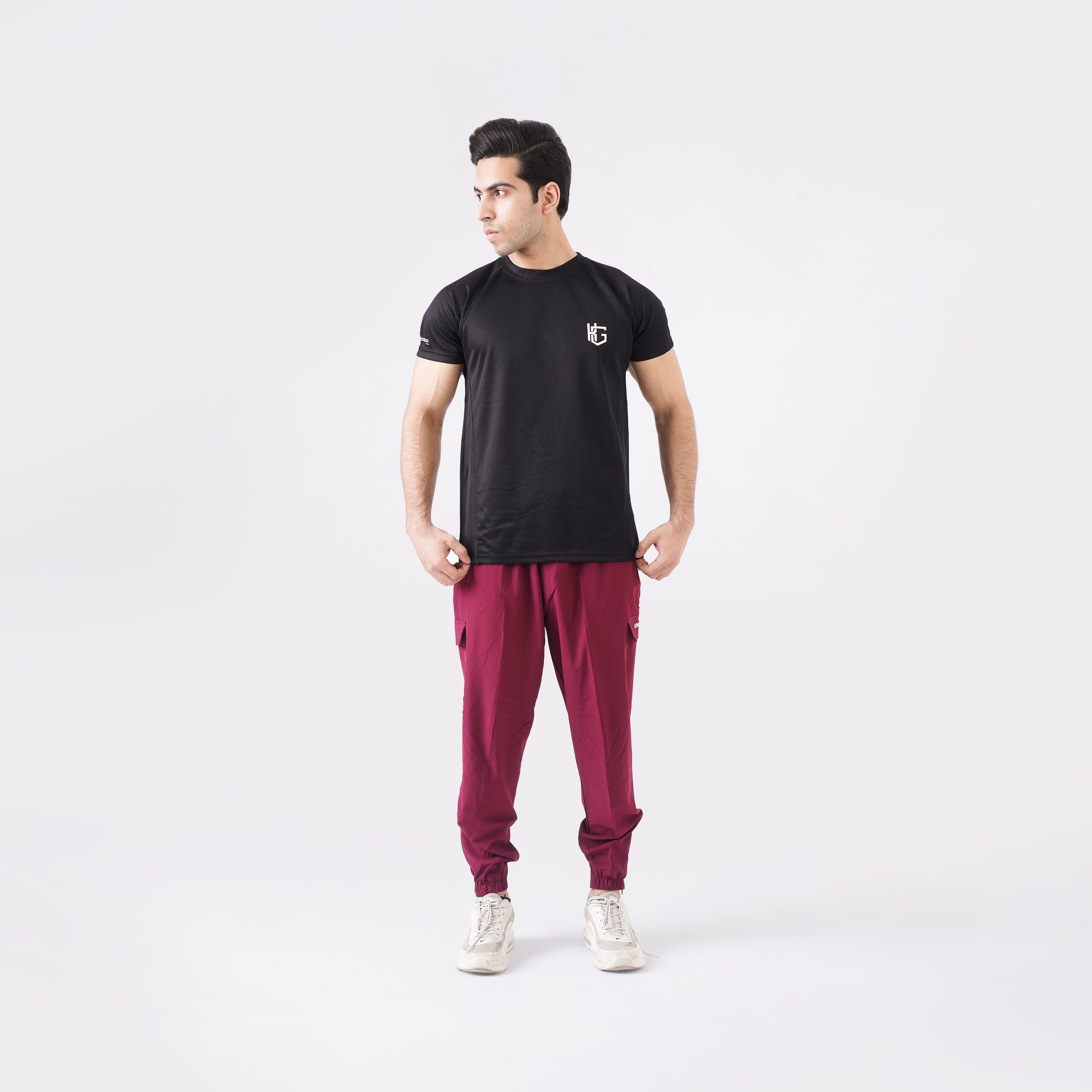 Micro Stretch Fabric Baggy Trouser - Maroon