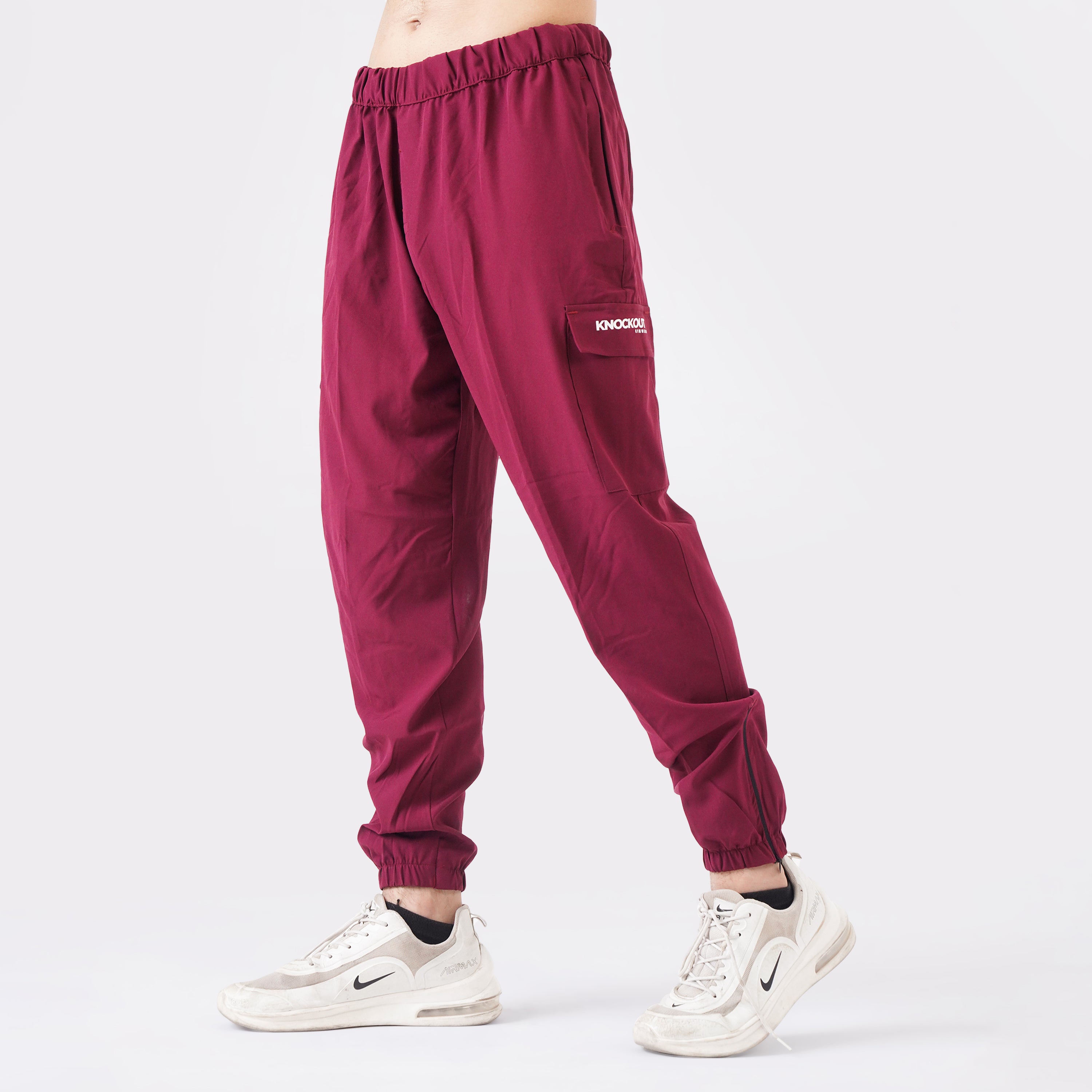 Micro Stretch Fabric Baggy Trouser - Maroon