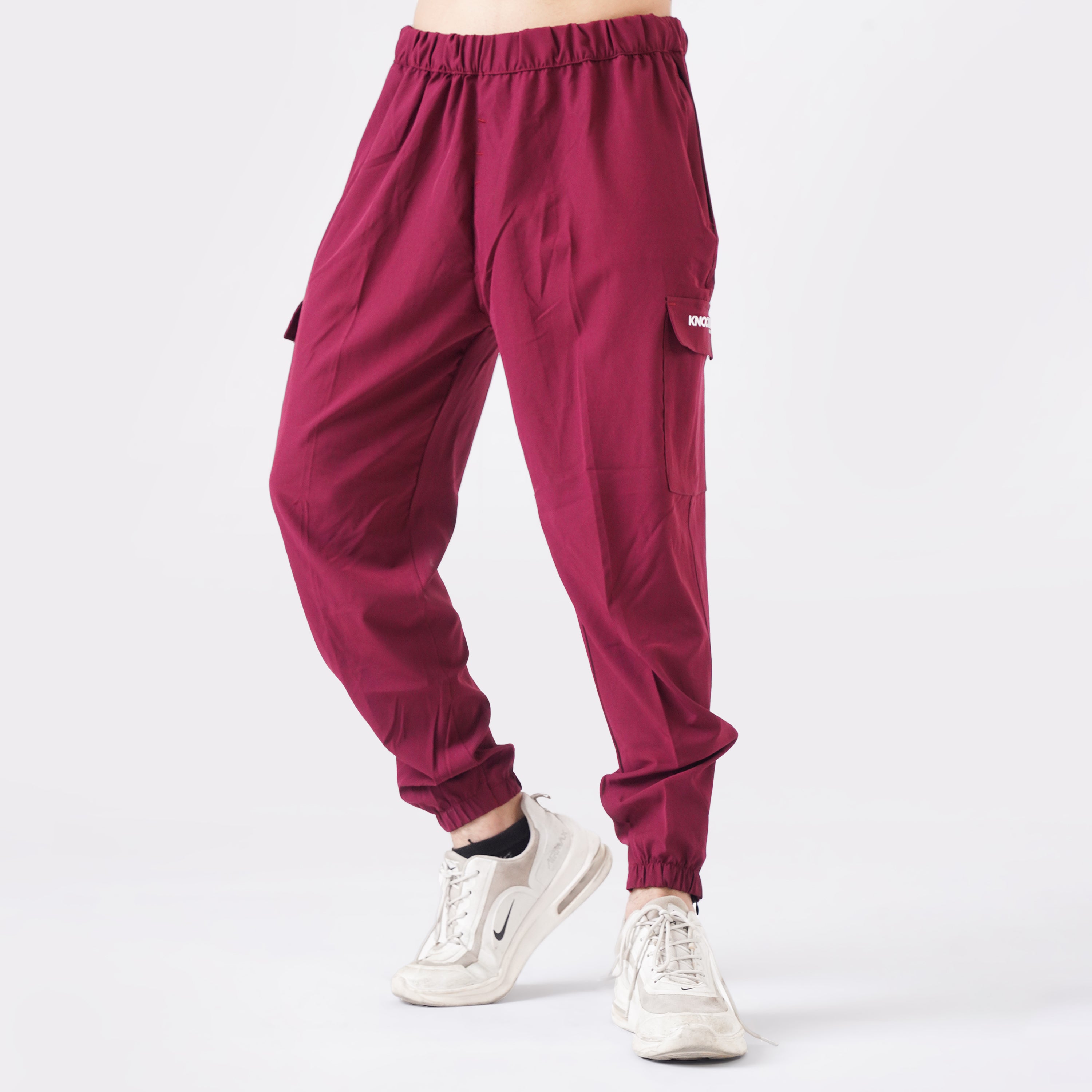 Micro Stretch Fabric Baggy Trouser - Maroon