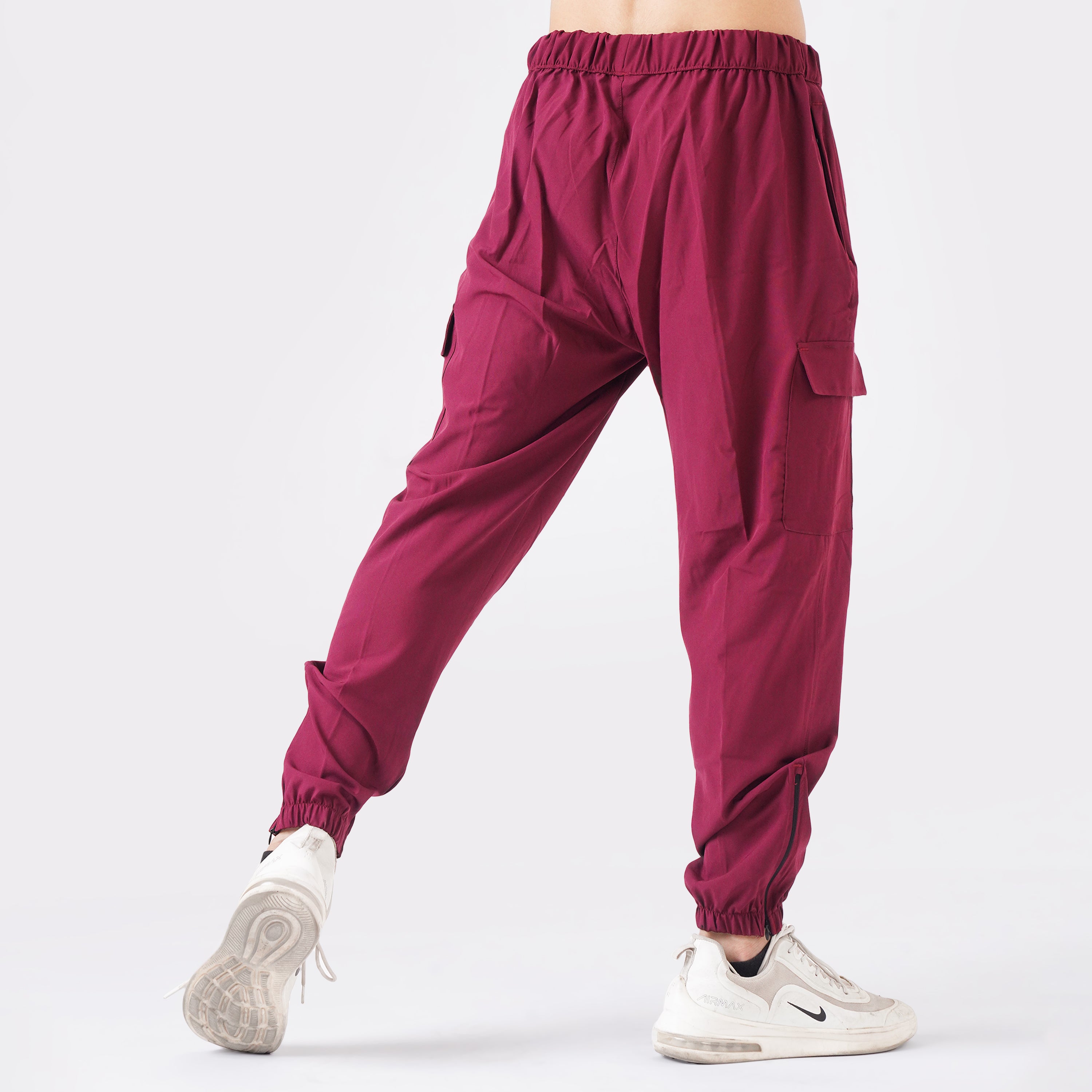 Micro Stretch Fabric Baggy Trouser - Maroon