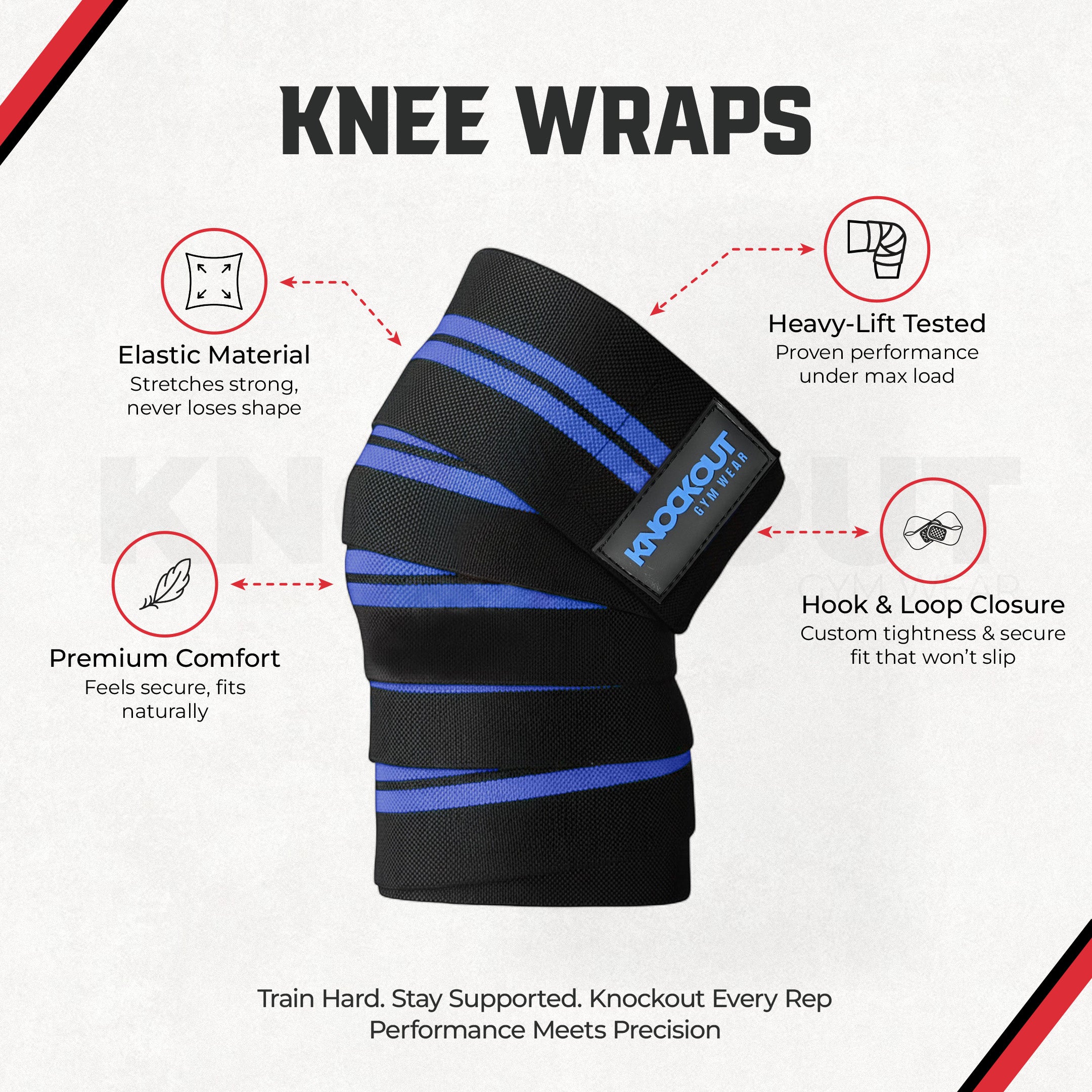Knockout 78In Knee Wraps - Blue