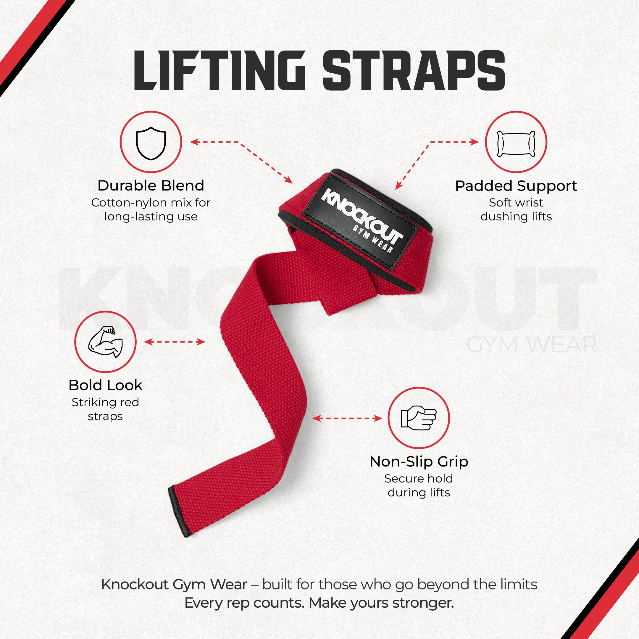 Knockout Red Lifting Straps