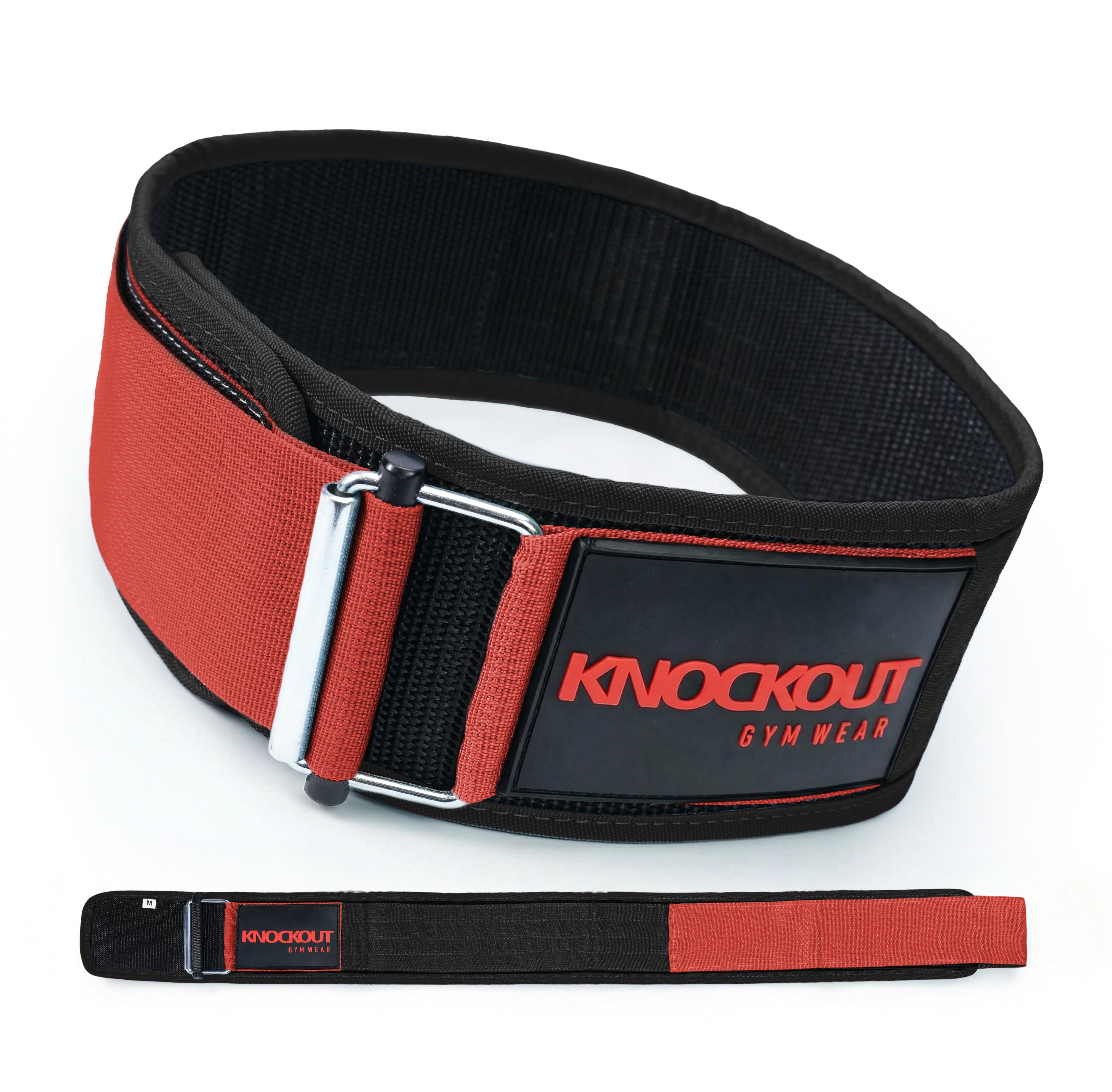 Self-Locking Red & Black Weightlifting Belt