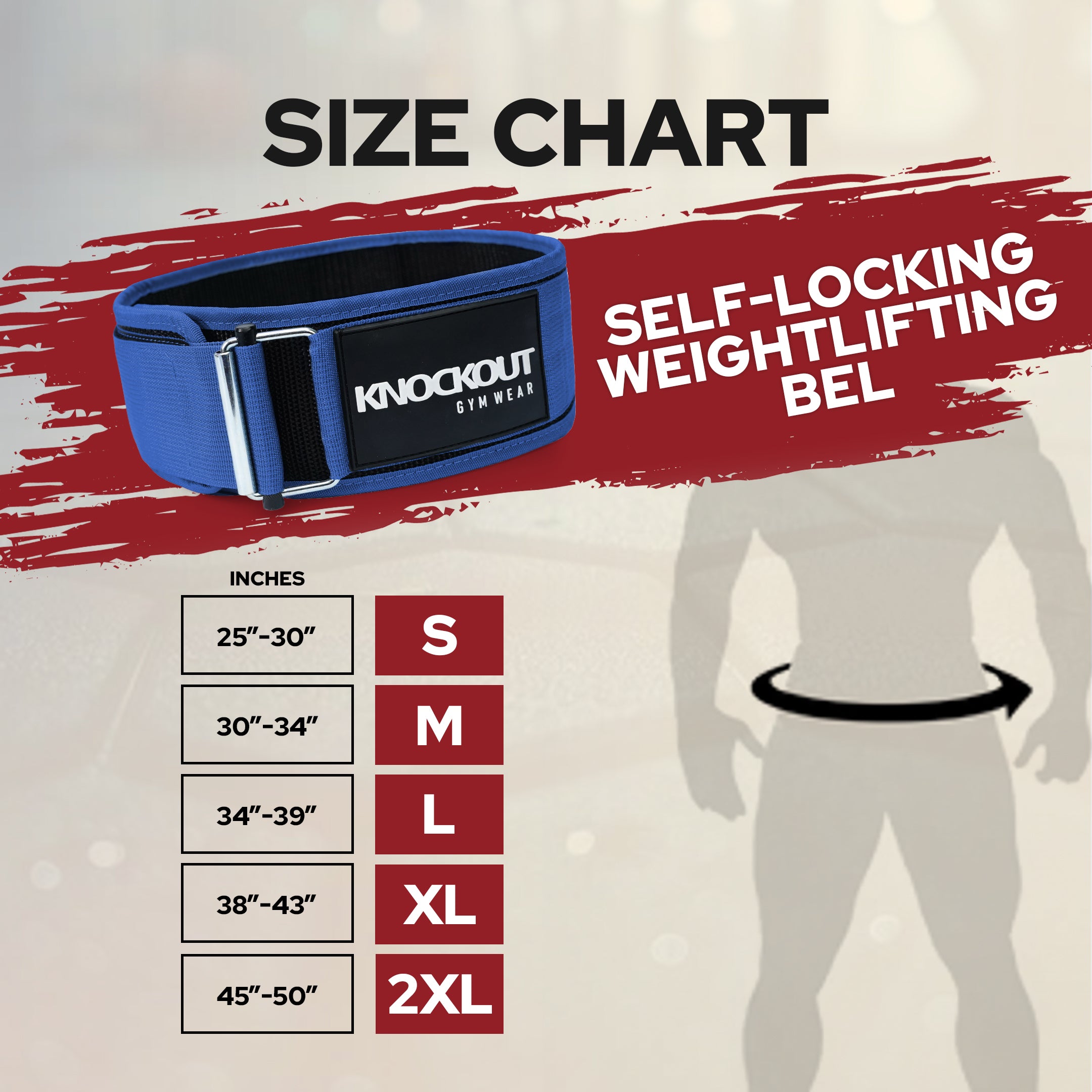 Self-Locking Blue Weightlifting Belt