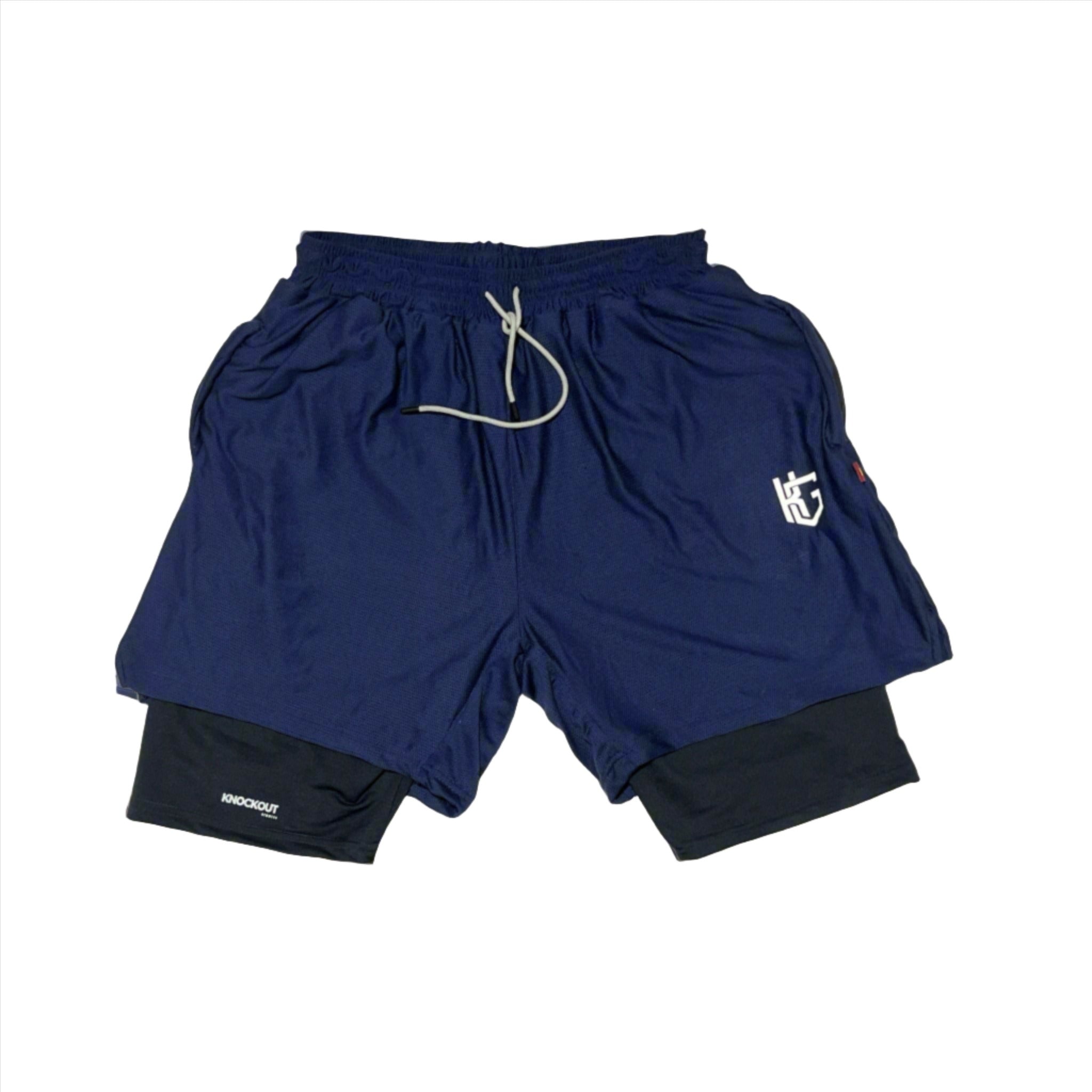 Stay cool and supported with Knockout Double Layer Navy Shorts. Moisture-wicking, stylish, and perfect for intense workouts. Shop now for ultimate performance!