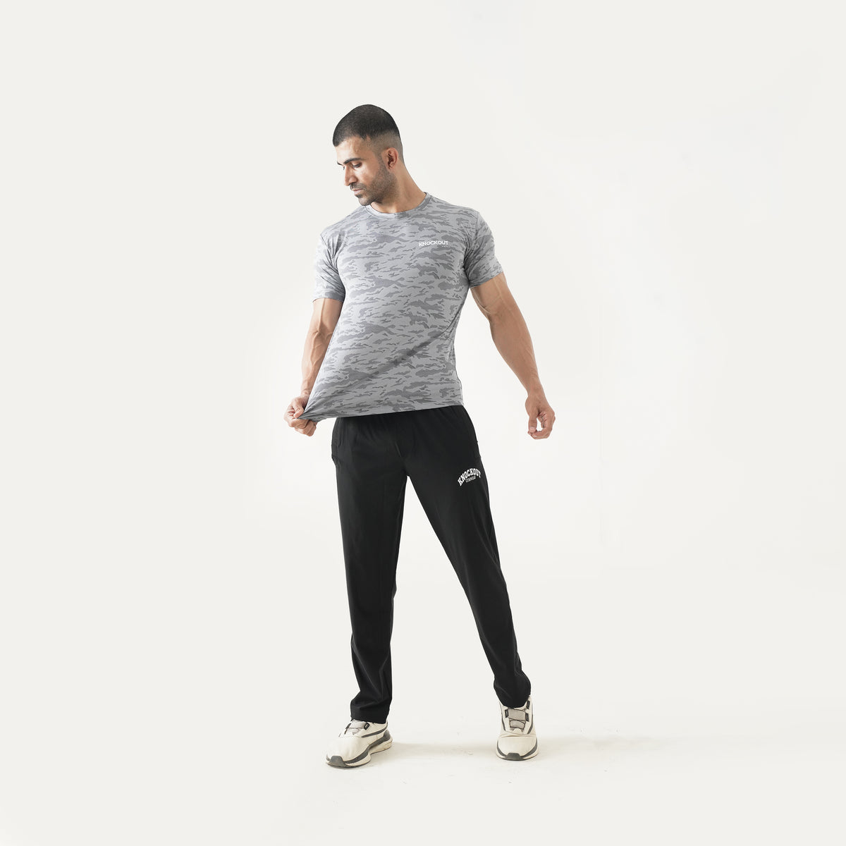 Knockout Camo Textured T-Shirt – Grey