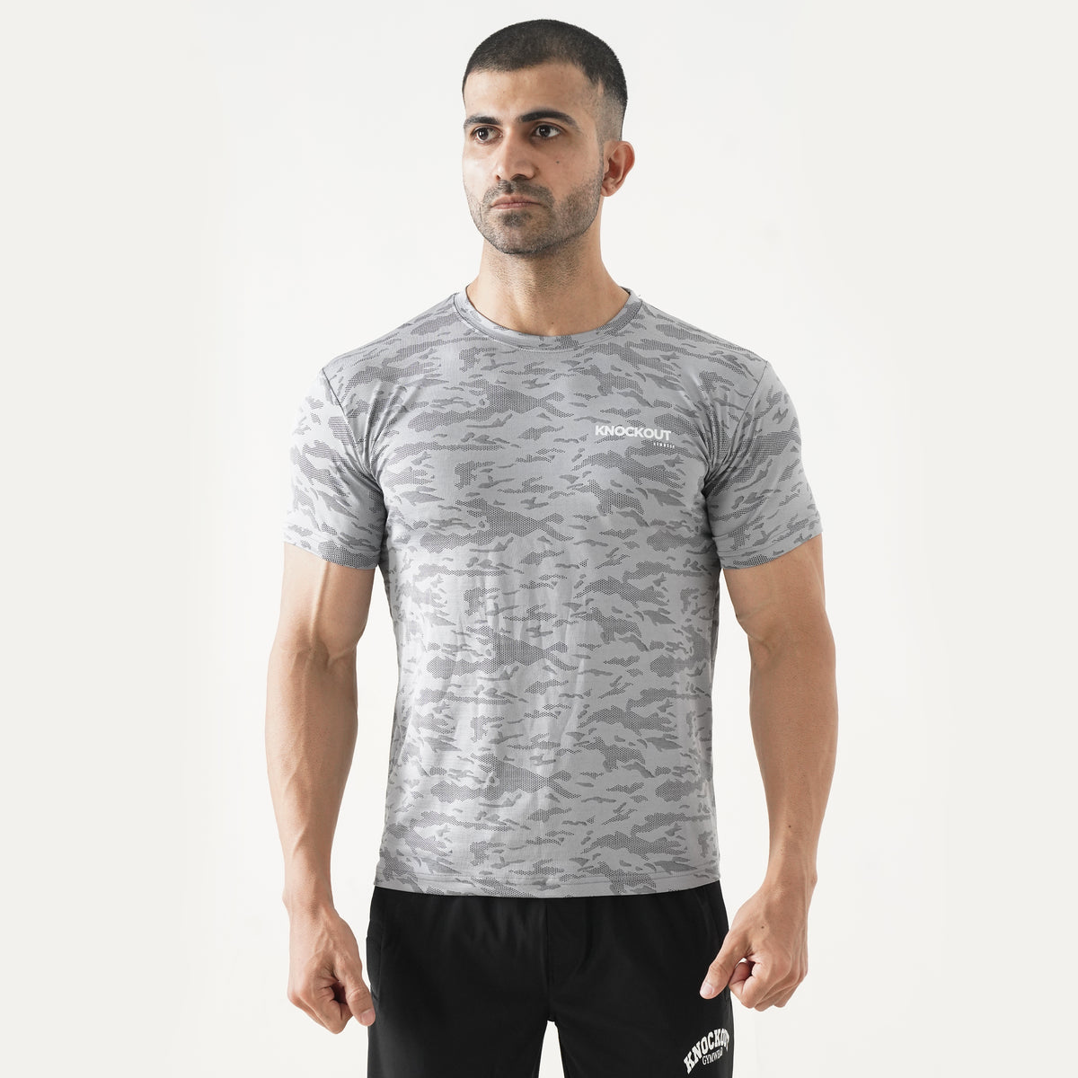 Knockout Camo Textured T-Shirt – Grey