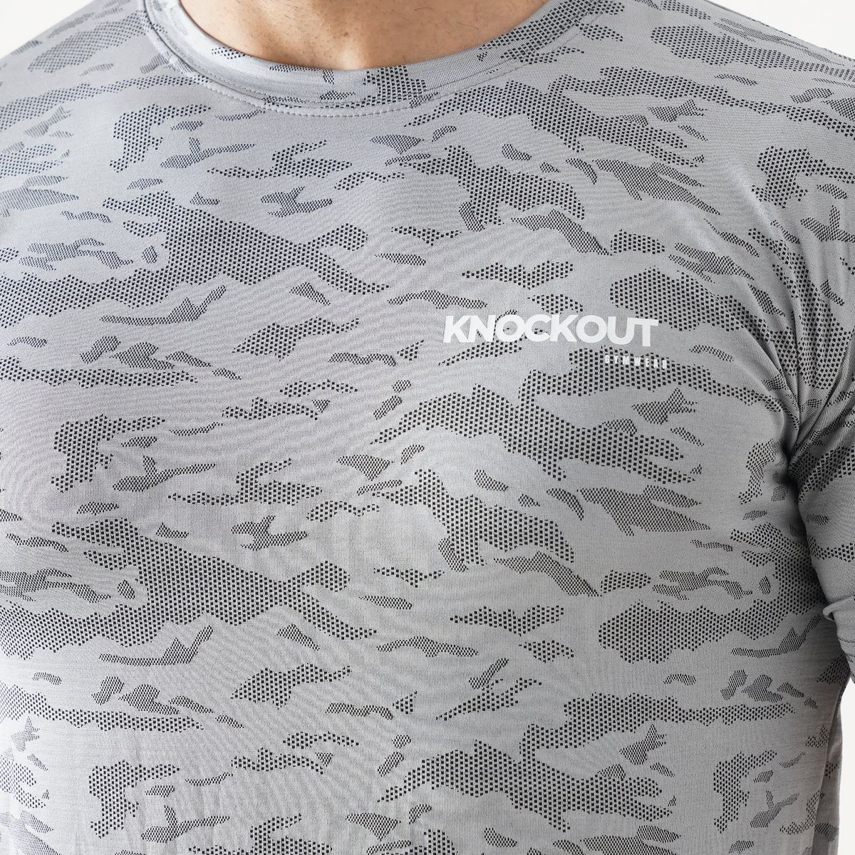 Knockout Camo Textured T-Shirt – Grey