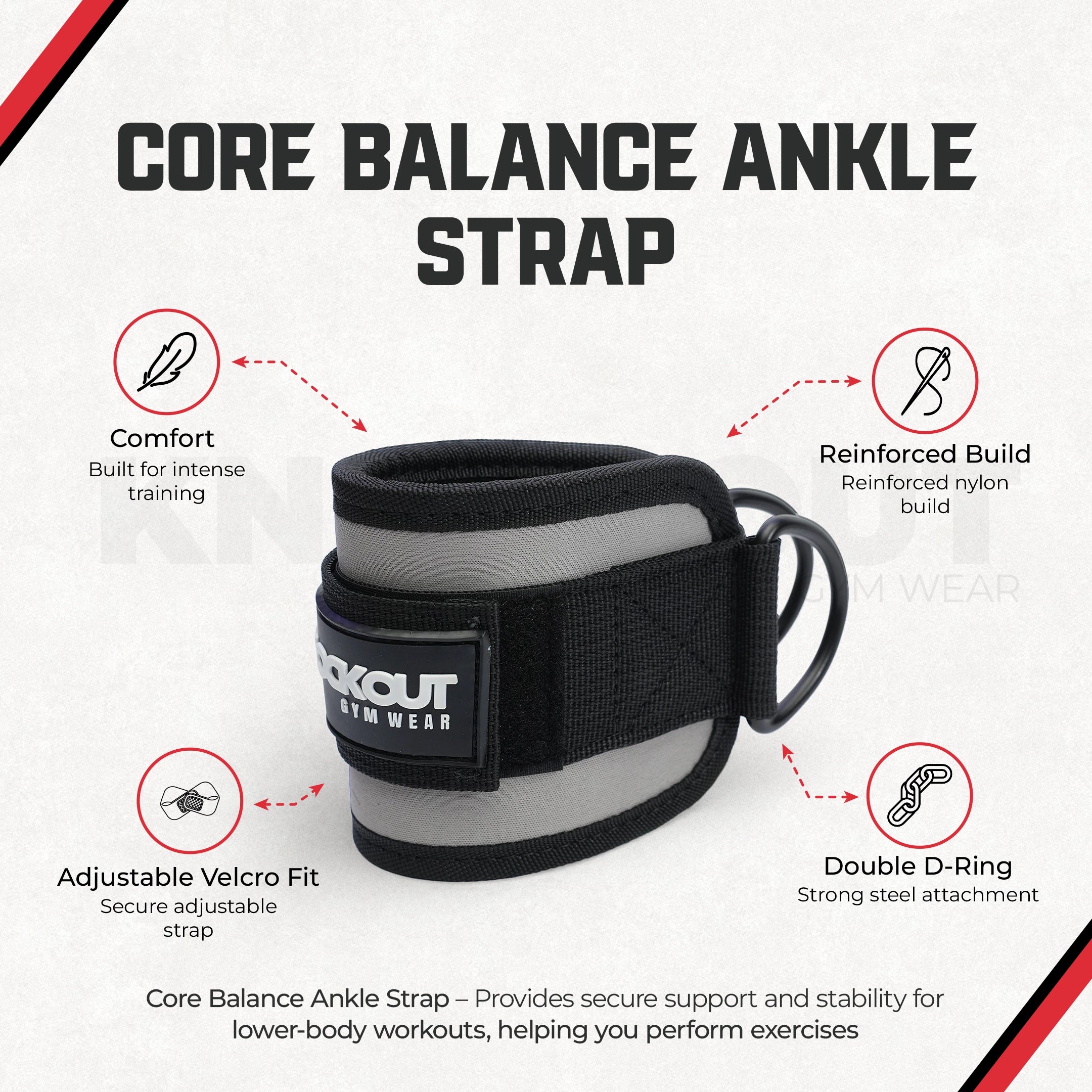 Knockout CoreBalance Ankle Strap - Gray