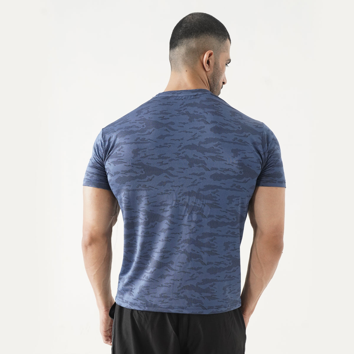 Knockout Camo Textured T-Shirt – Navy