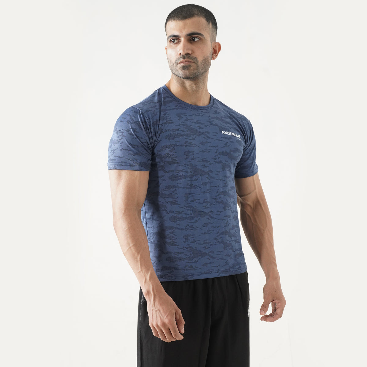 Knockout Camo Textured T-Shirt – Navy