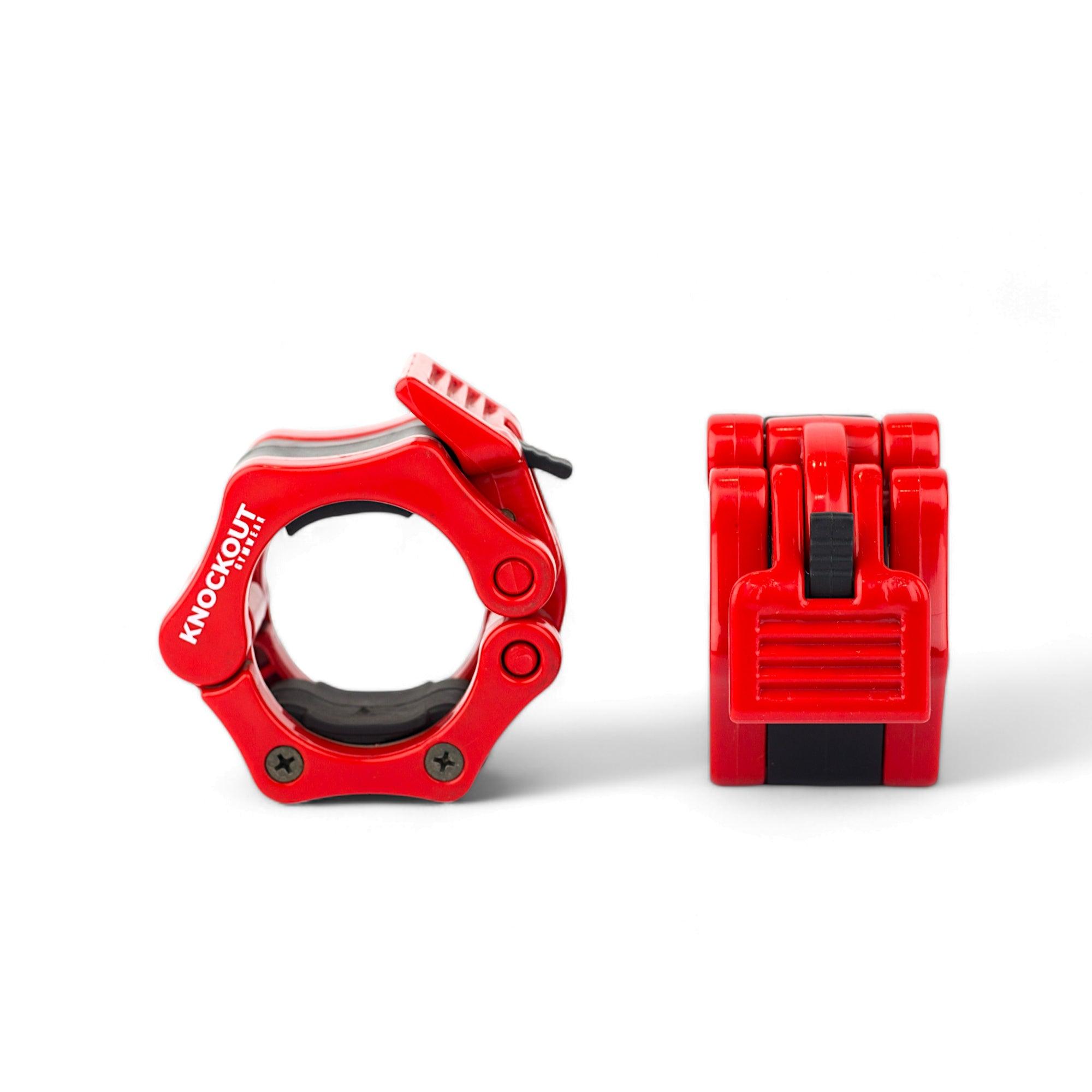 Secure your weights with the best Barbell Collars Red from Knockout Gym Wear. Our collars ensure safety and stability for effective barbell workouts.