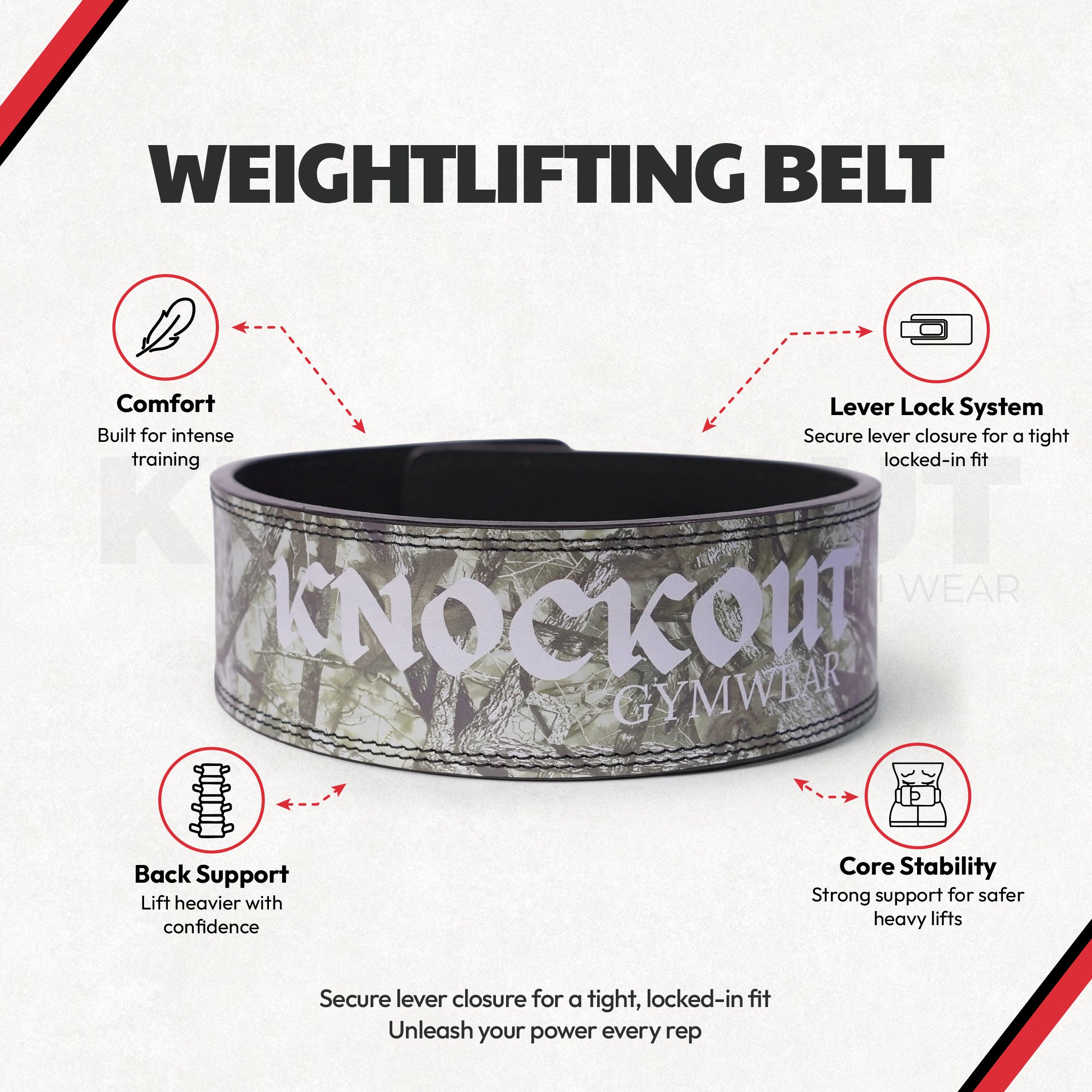 Knockout 10MM Belt Powerlifting Lever Belt