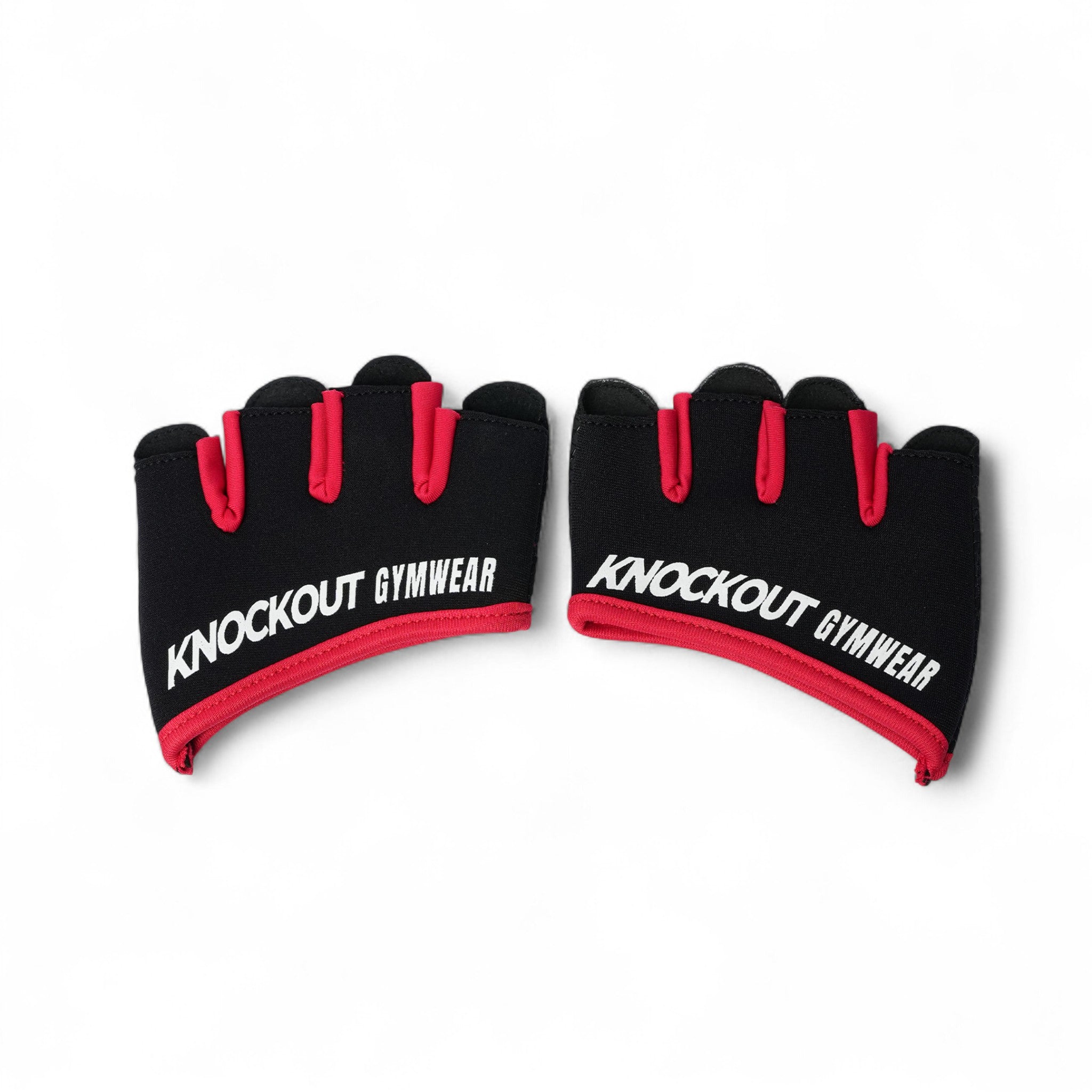 Knockout Fingerless Fitness Gloves - Black Red White