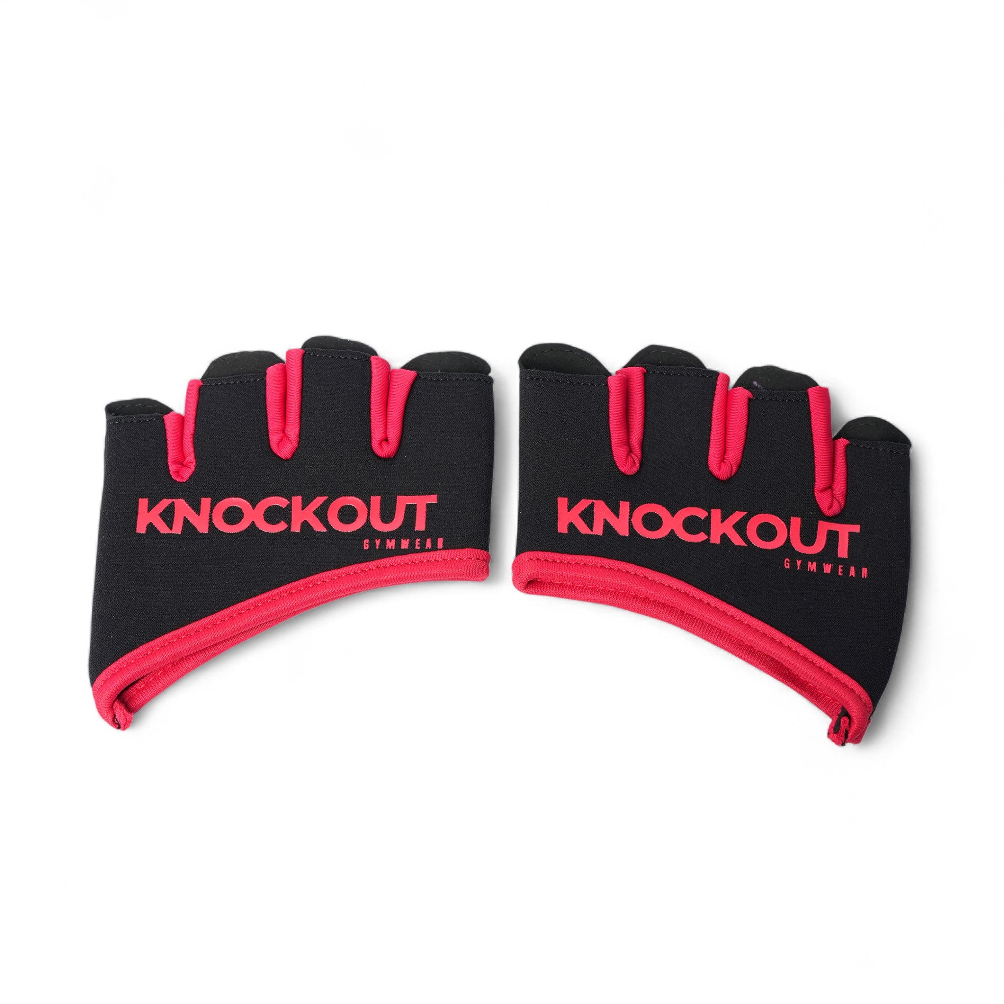 Knockout Fingerless Fitness Gloves - Black Red 01