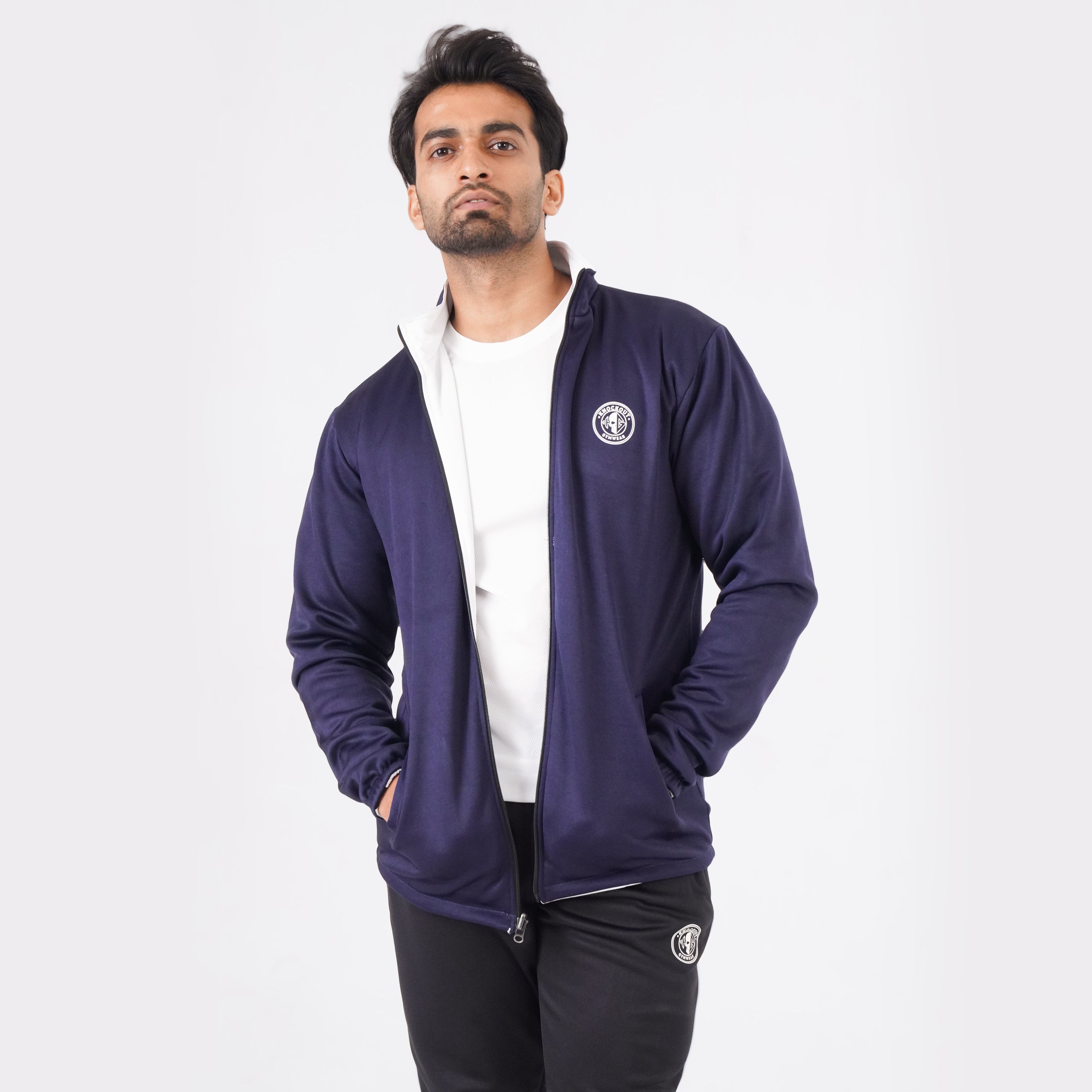 White & Navy Blue Edition Double Layer 2-in-1 Jacket