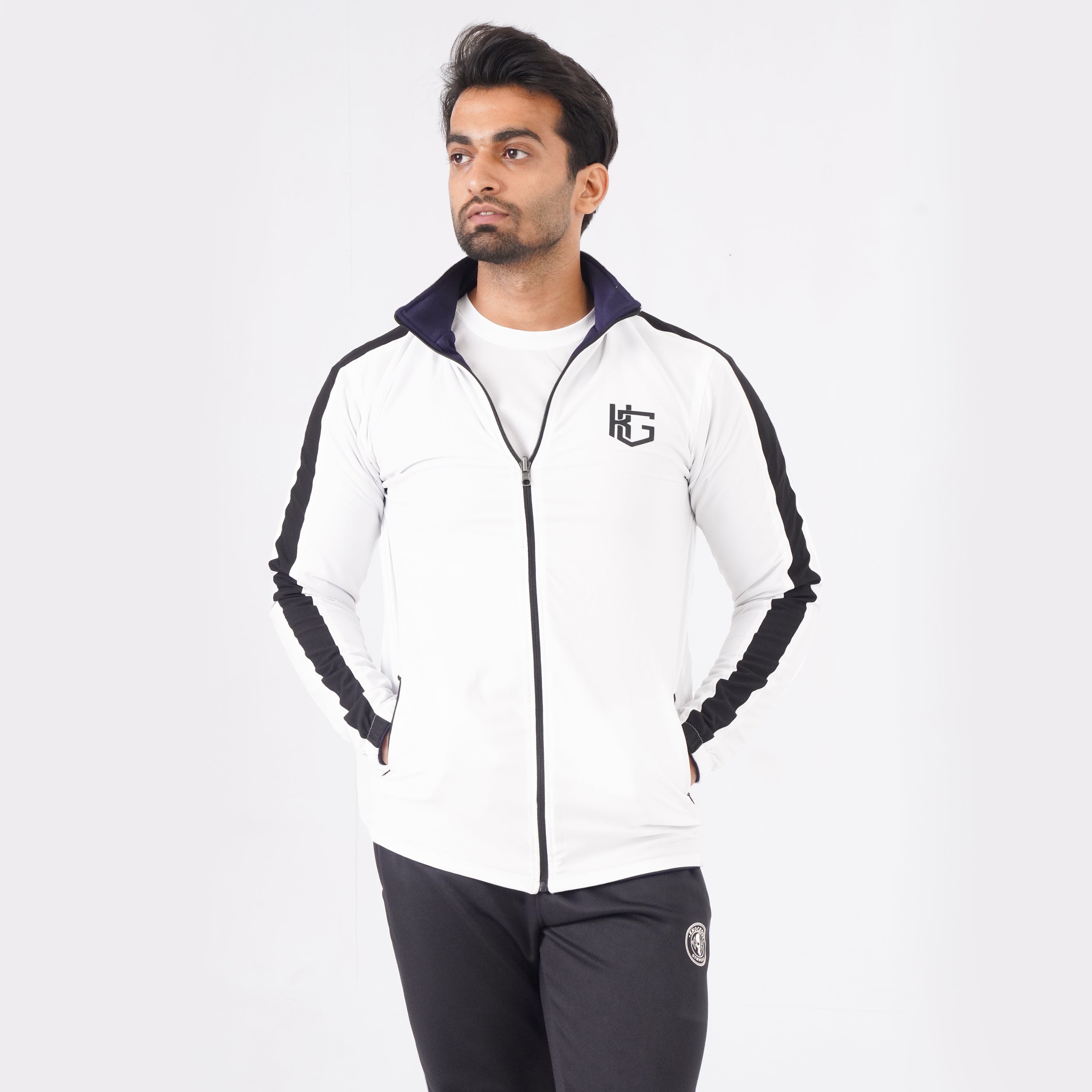 White & Navy Blue Edition Double Layer 2-in-1 Jacket