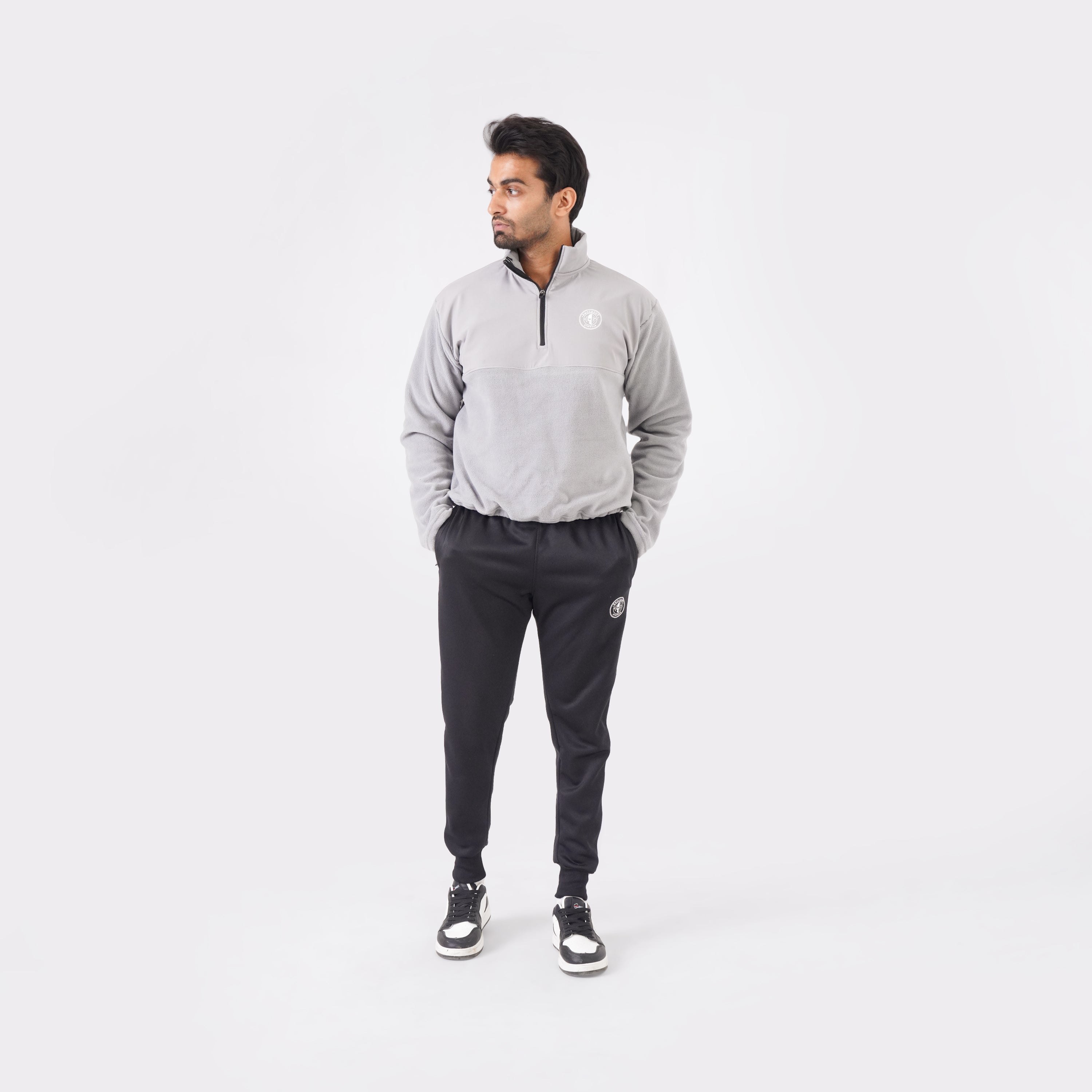 Micro Stretch Polar Fleece Half-Zip Jacket- Gray