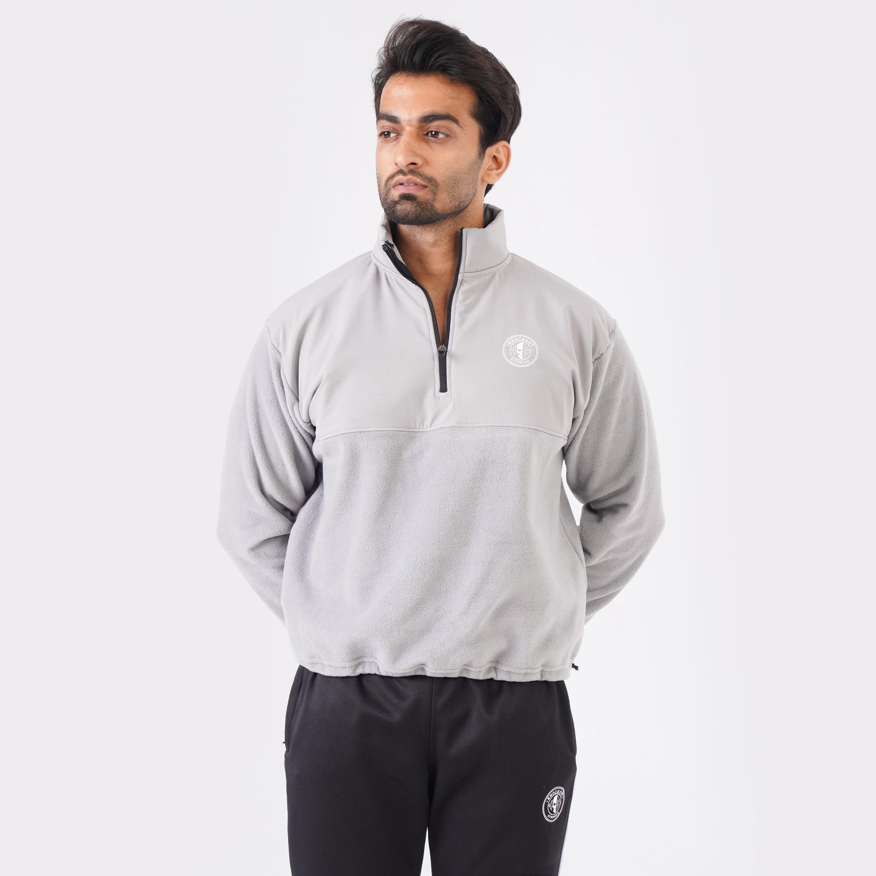 Micro Stretch Polar Fleece Half-Zip Jacket- Gray