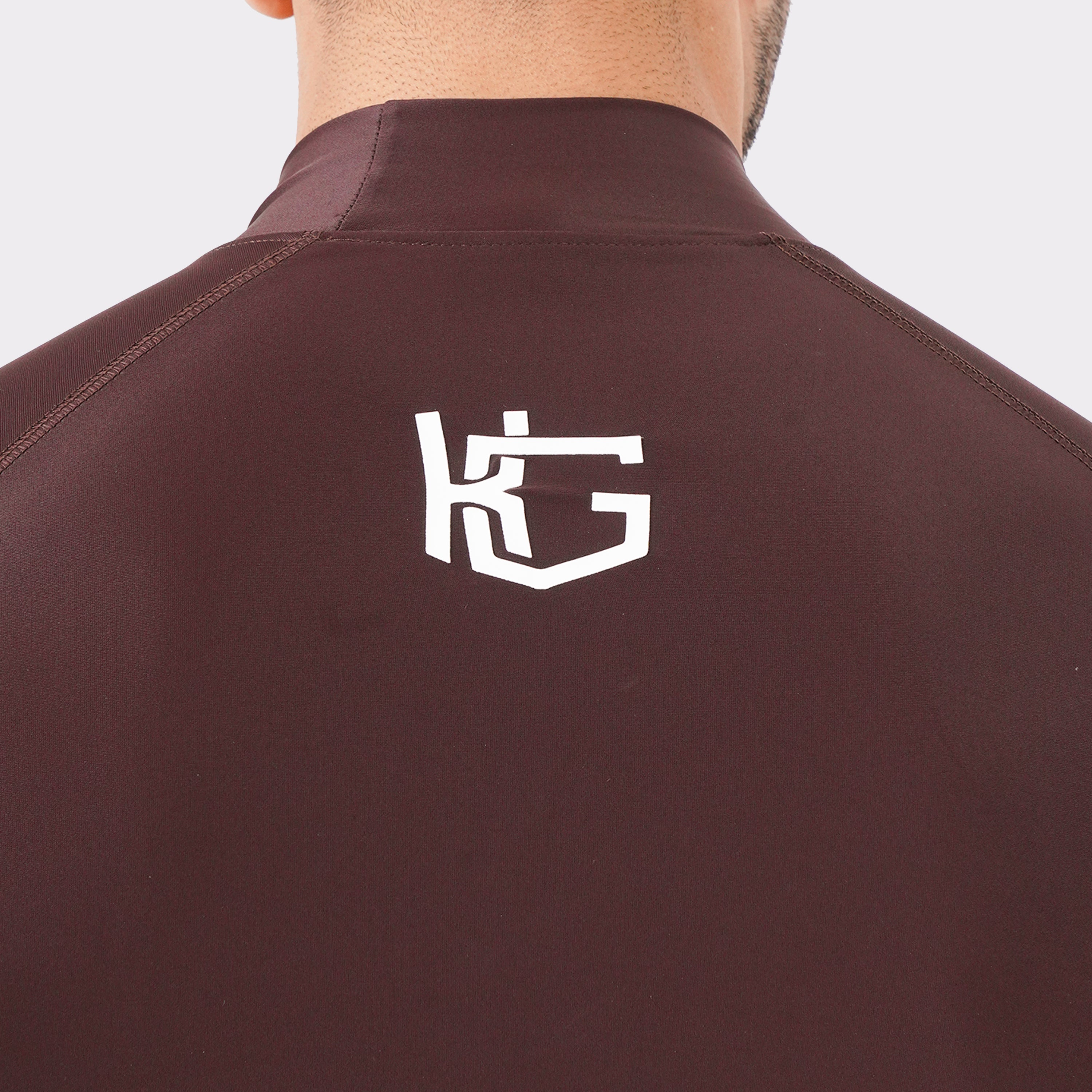 Knockout High Neck Compression Long Sleeve - Chocolate