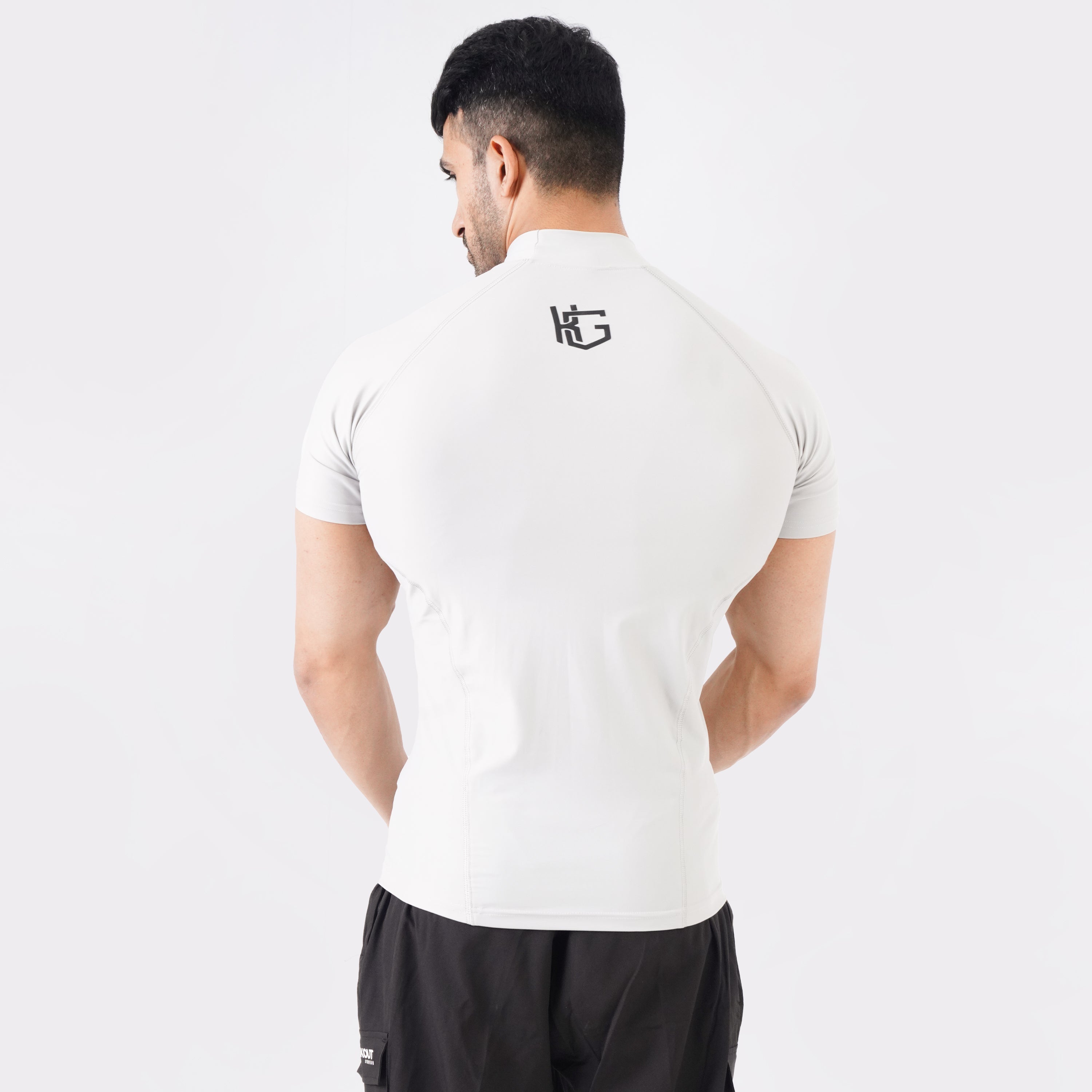 Knockout High Neck Compression t-shirt - Light Stone