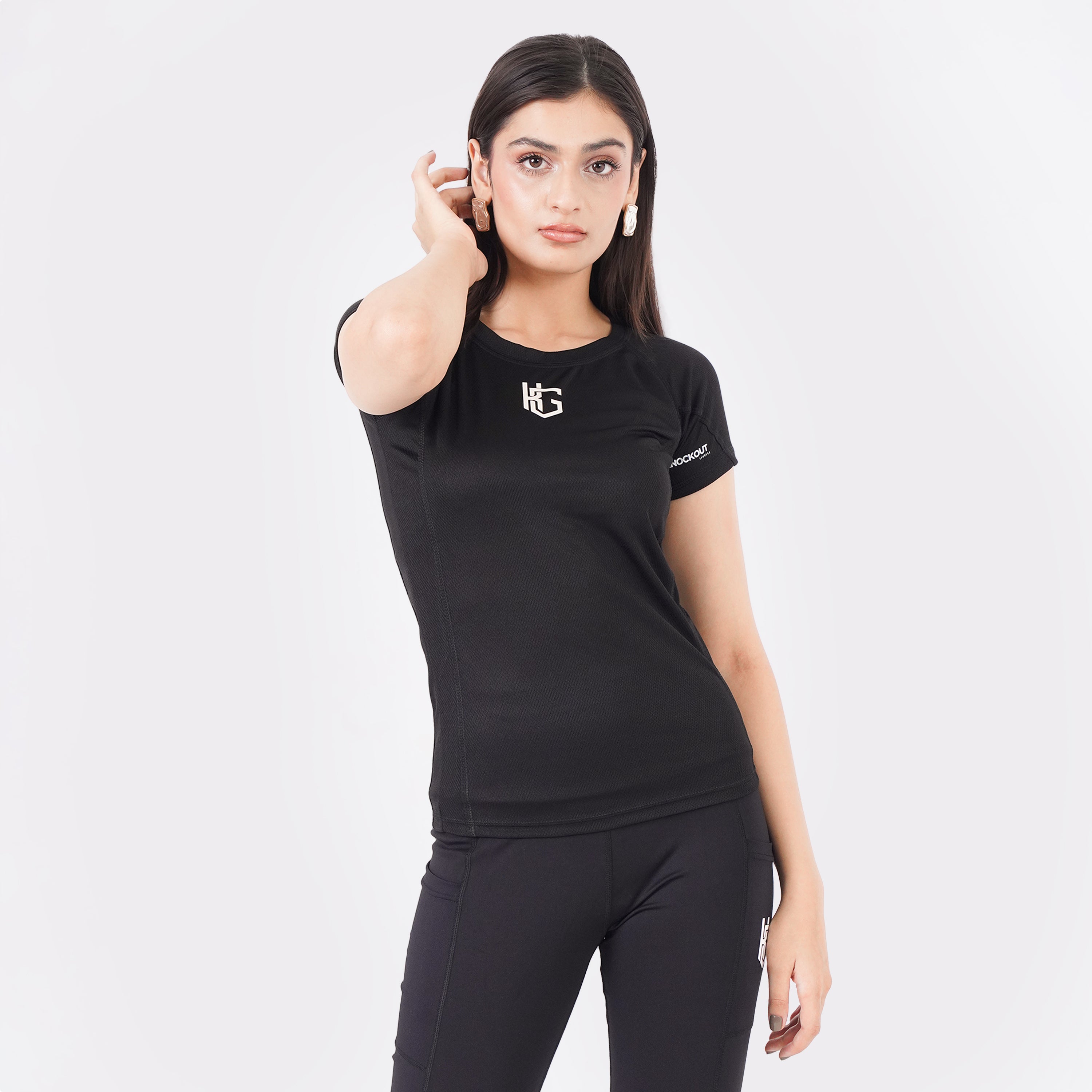 Knockout Mesh women T Shirt- Black