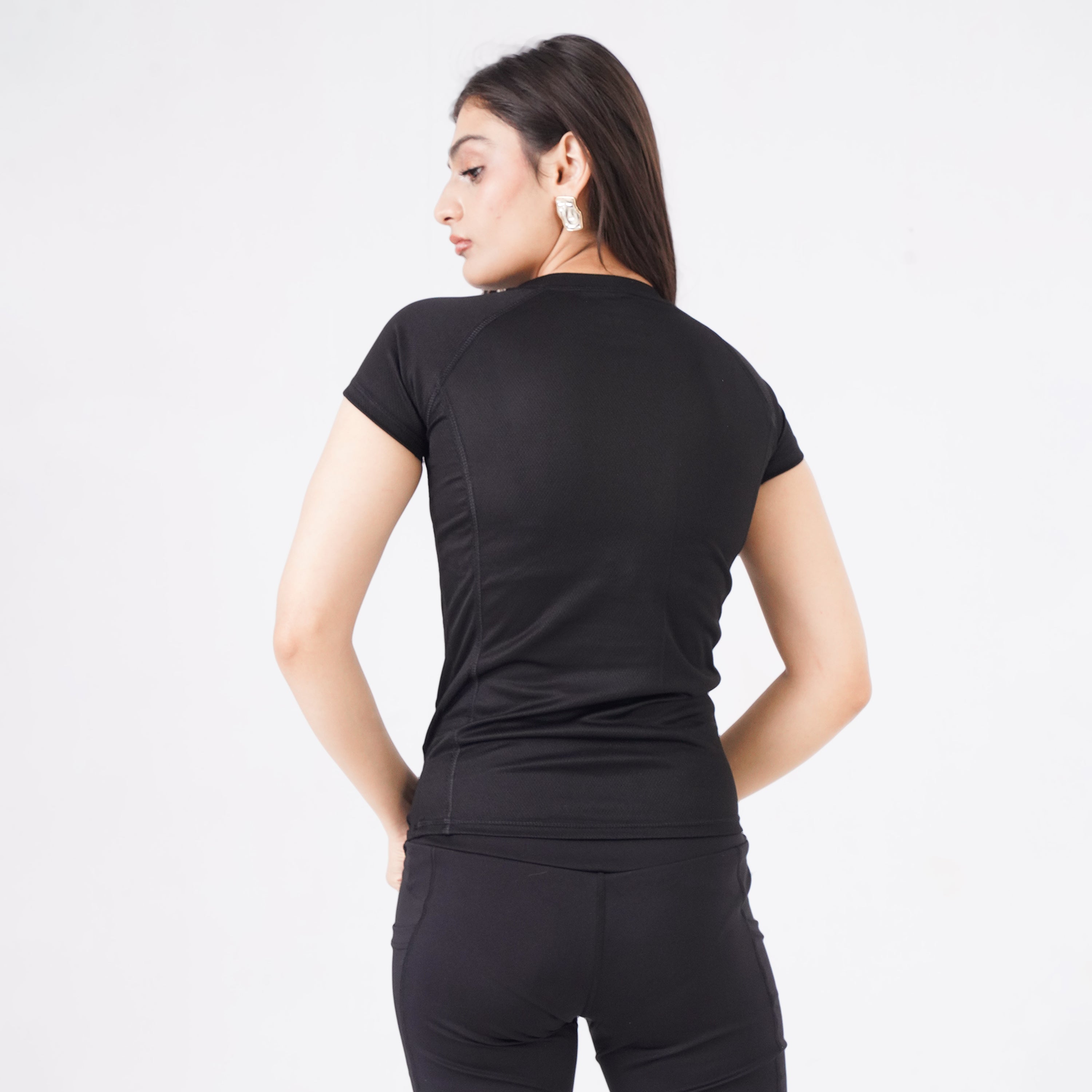 Knockout Mesh women T Shirt- Black