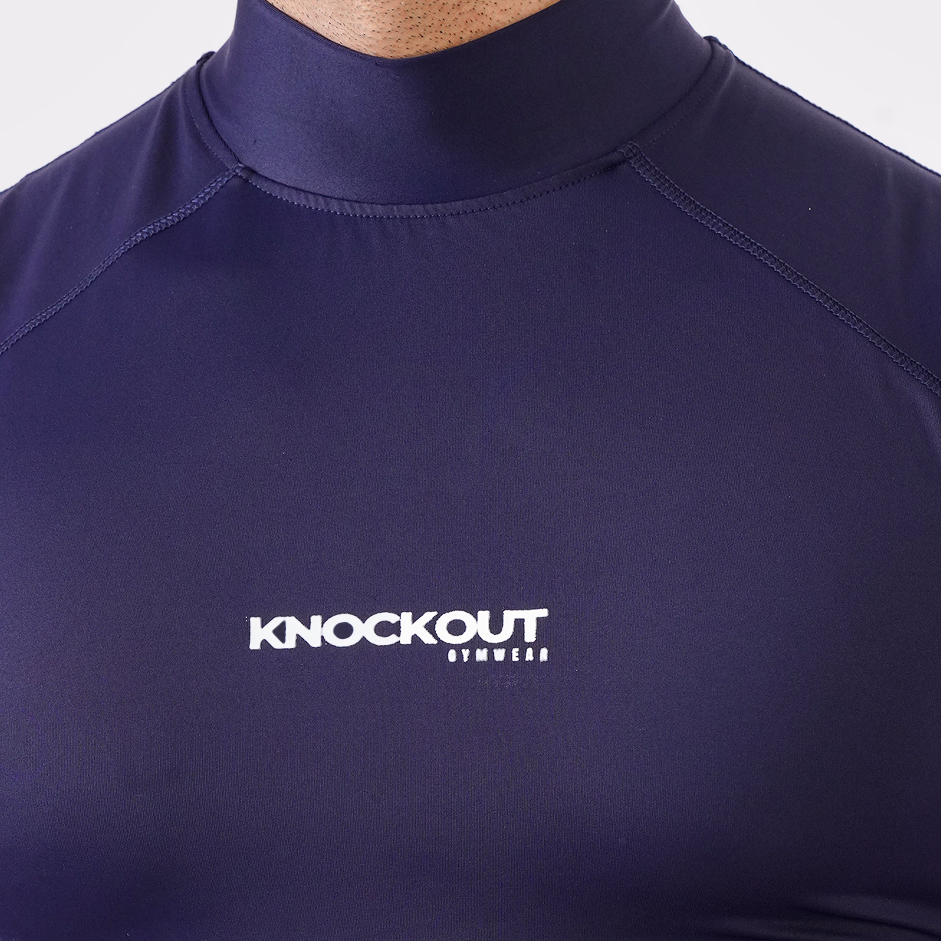 Knockout Sleeveless High Neck Compression - Navy Blue