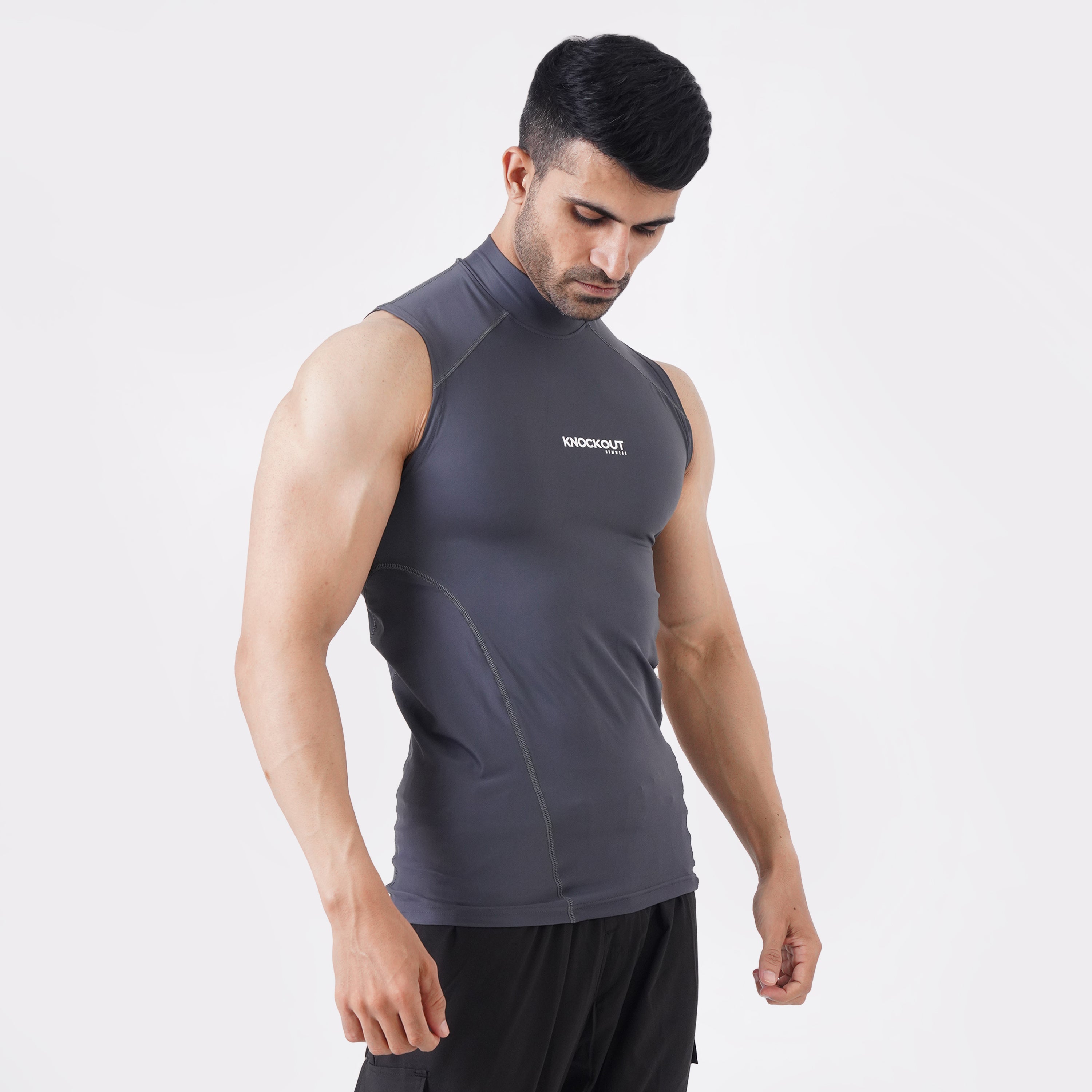 Knockout Sleeveless High Neck Compression - Gray
