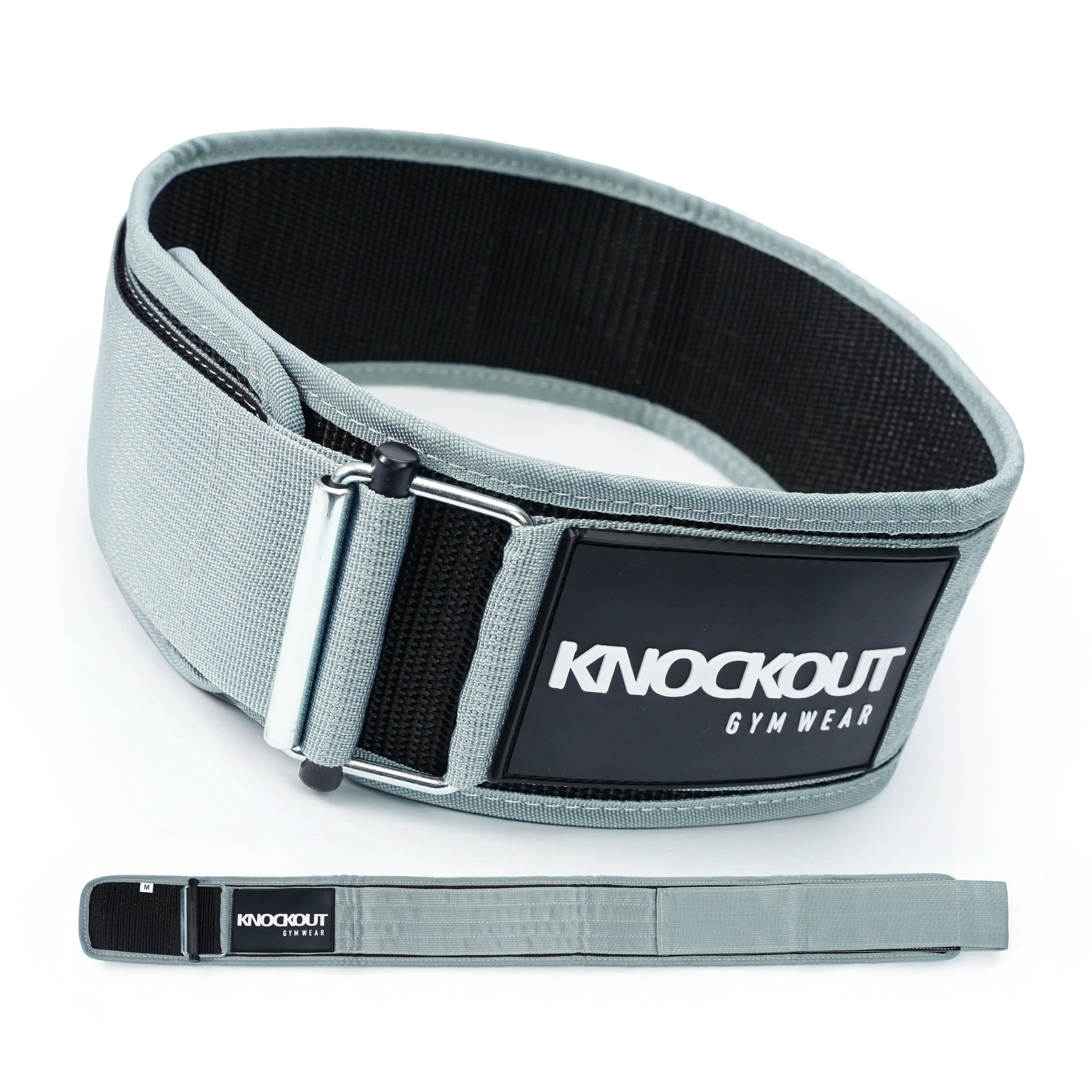 Self-Locking Grey Weightlifting Belt