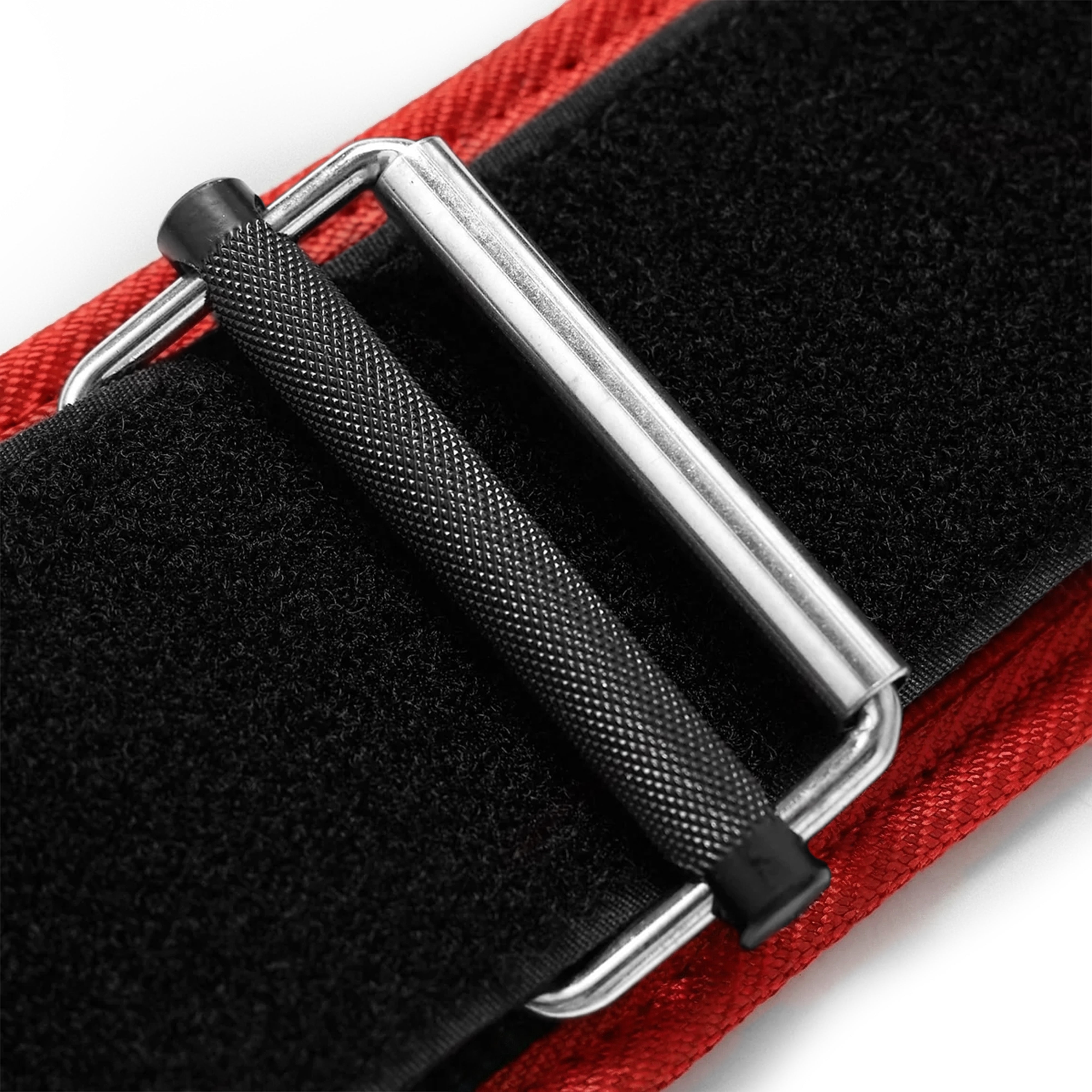 Self-Locking Red, Black & White Weightlifting Belt