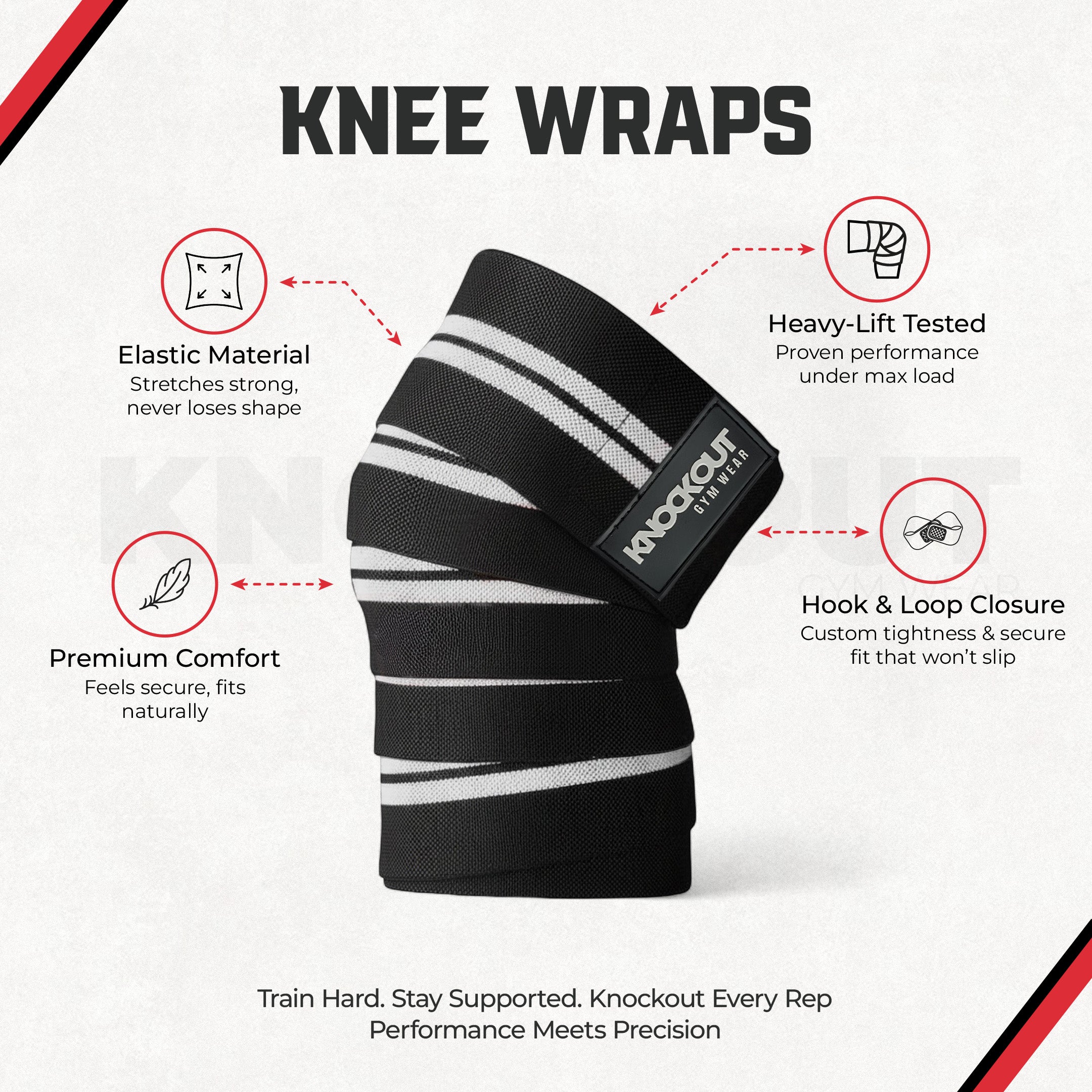 Knockout 78In Knee Wraps - Grey