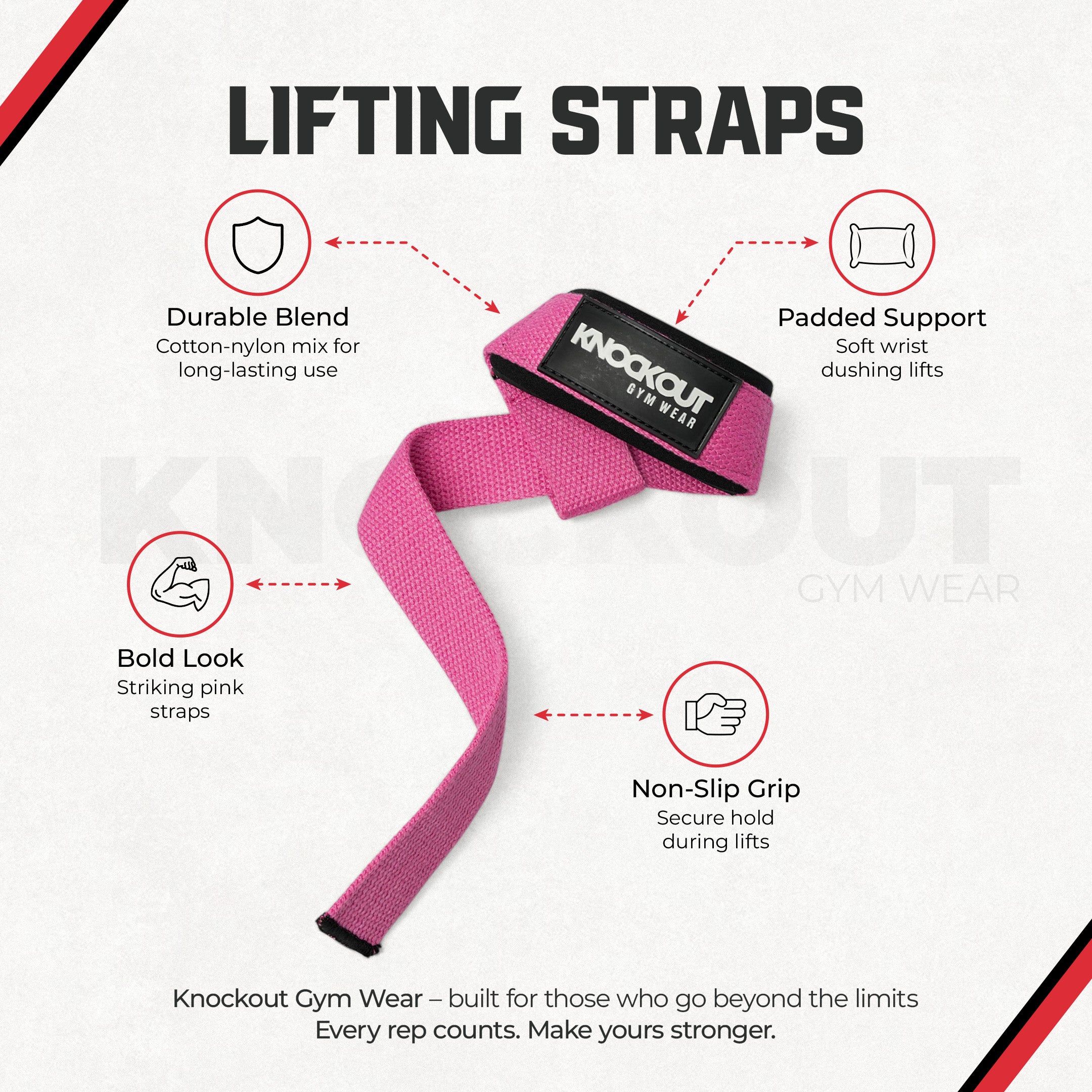 Knockout Pink Lifting Straps