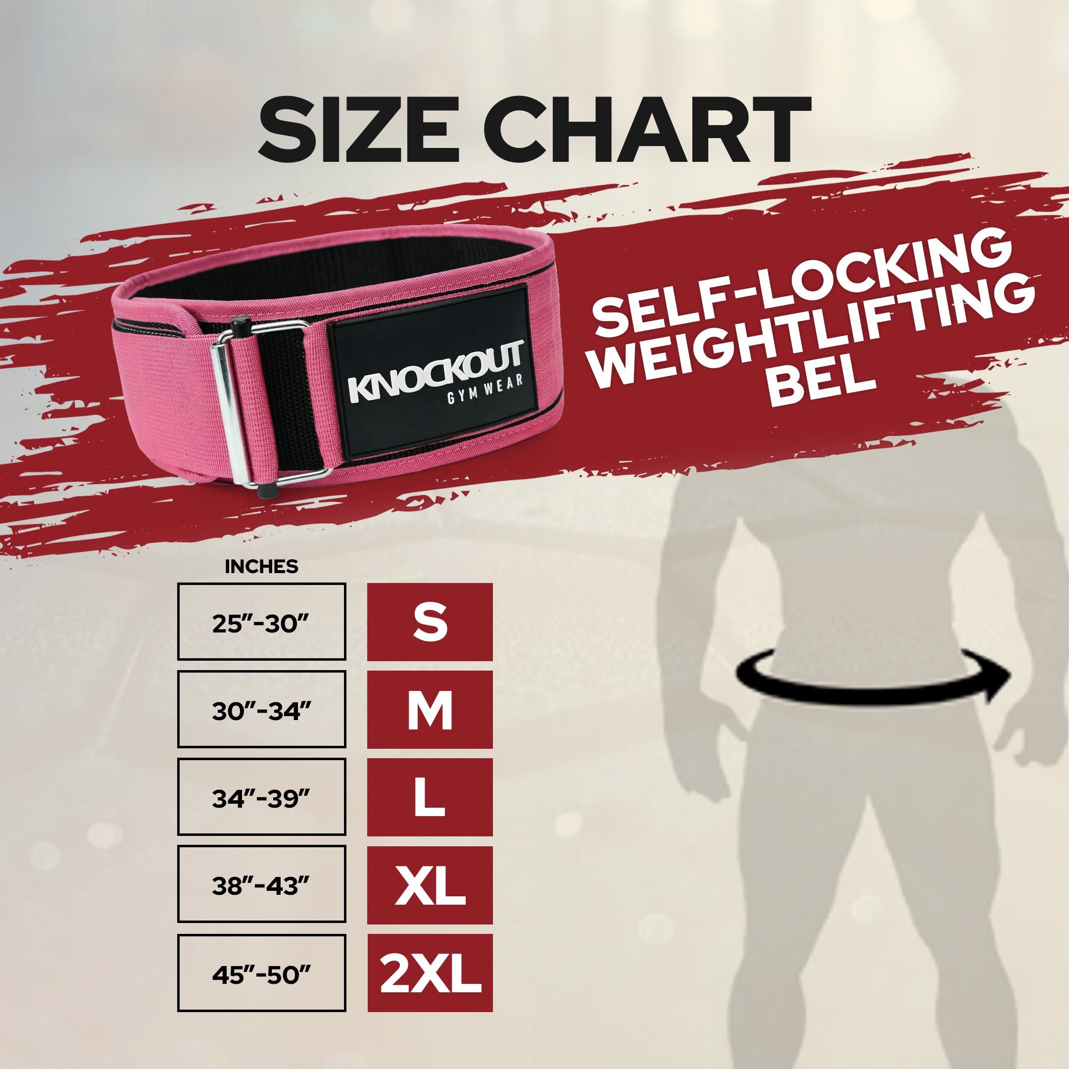 Self-Locking Pink Weightlifting Belt