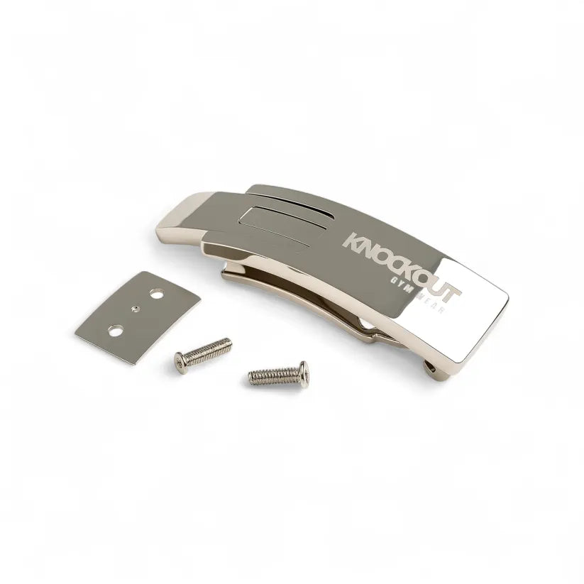 Knockout Silver Buckle for Weightlifting Belts